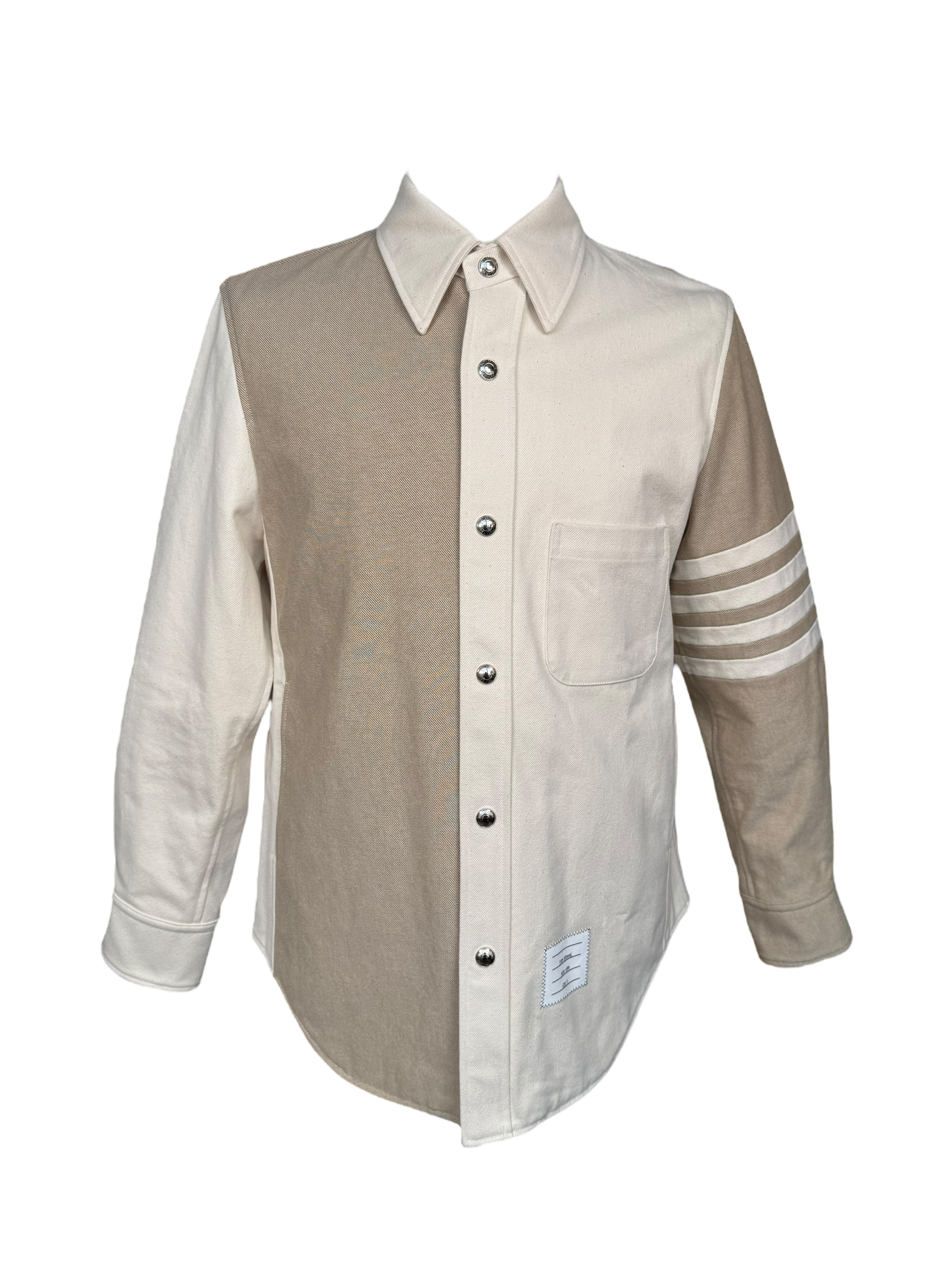Thom Browne Fun-Mix Selvedge Denim Snap Front Shirt Jacket
