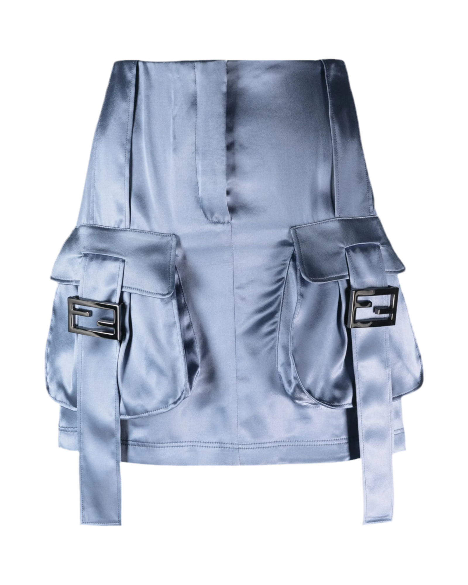 Fendi Satin Utility Skirt in Ice Blue