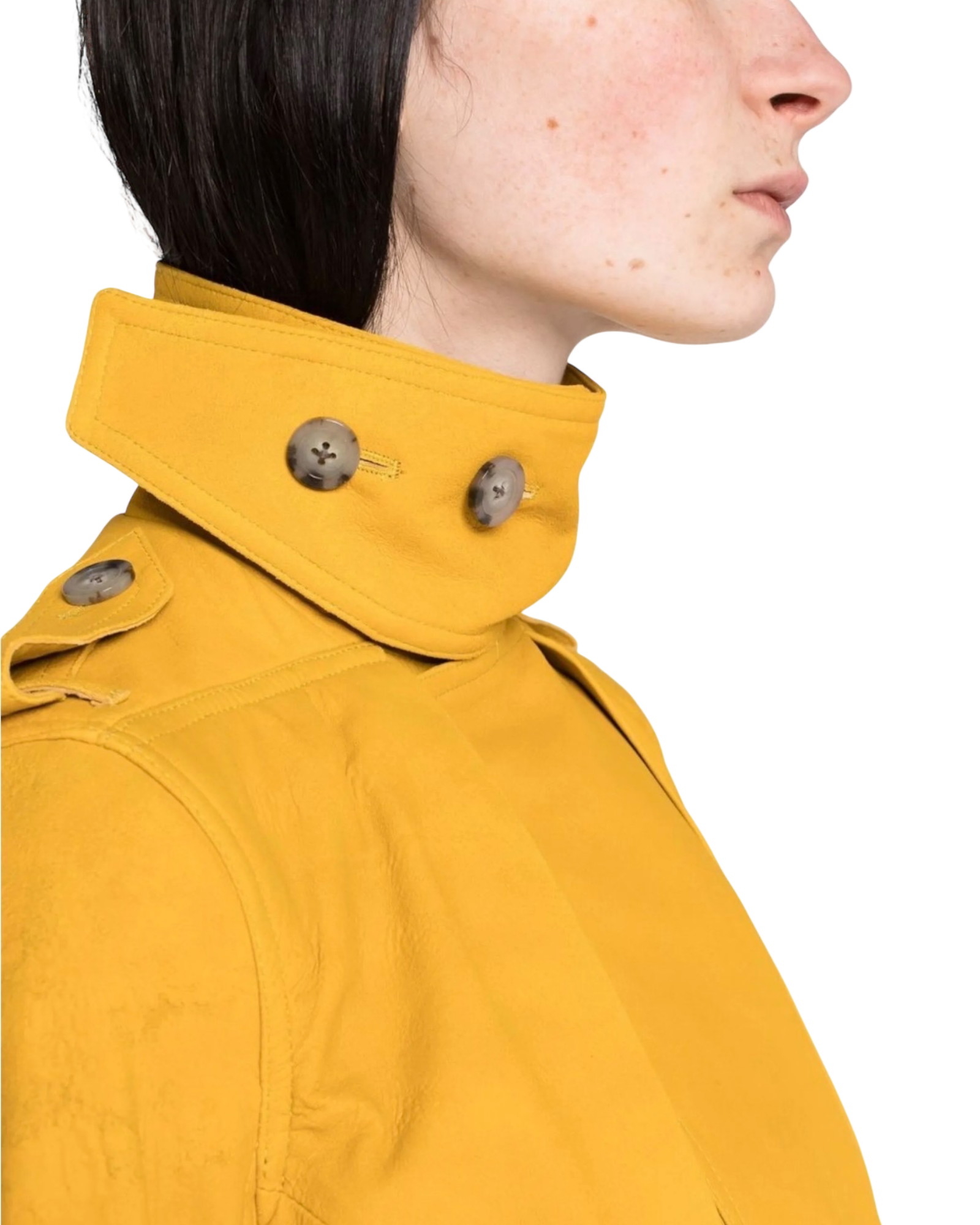 Rick Owens Belted Cropped Trench in Yellow Suede