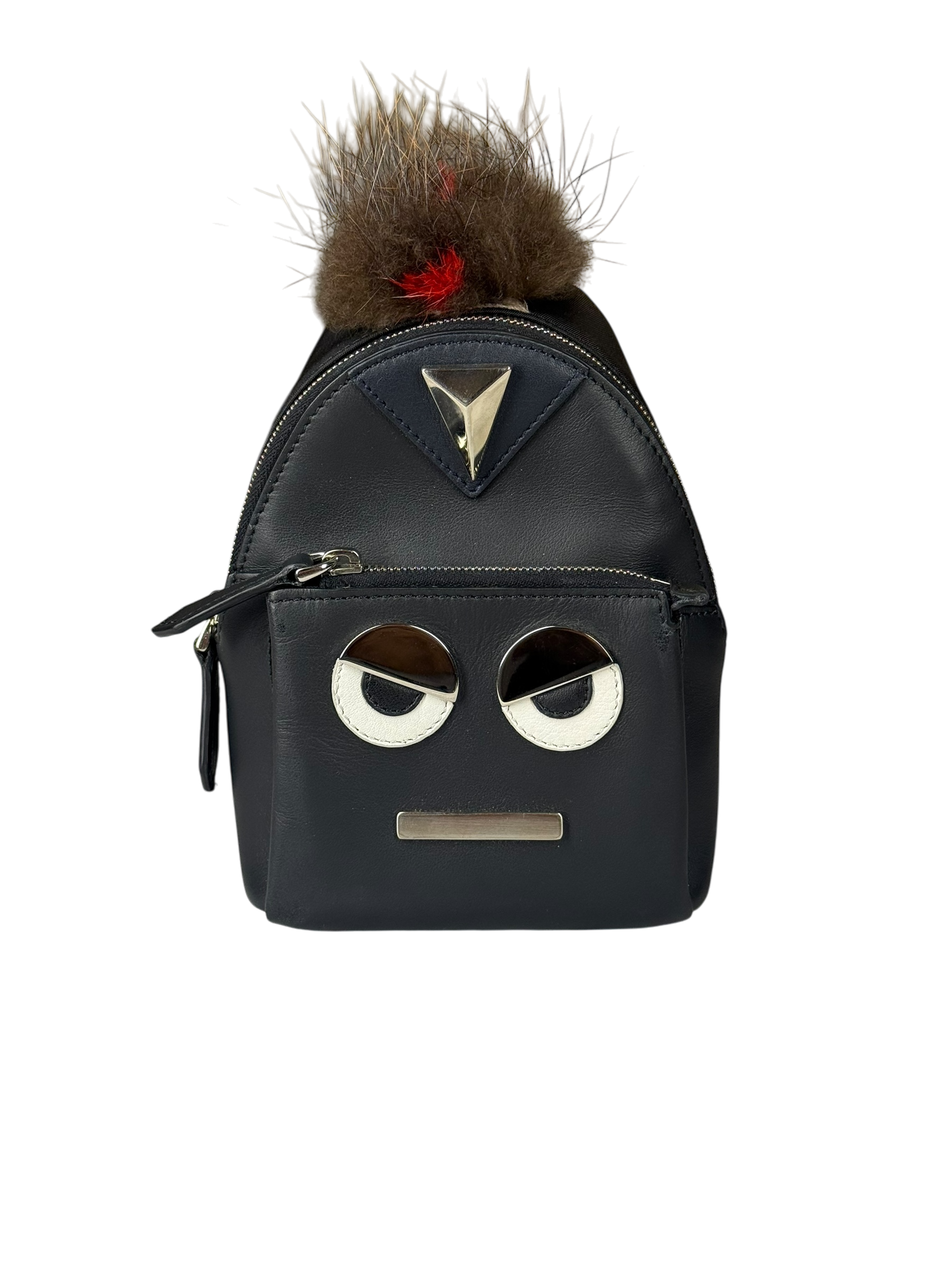 Fendi Bag Bugs Backpack Charm with Mink/Beaver Fur in Black