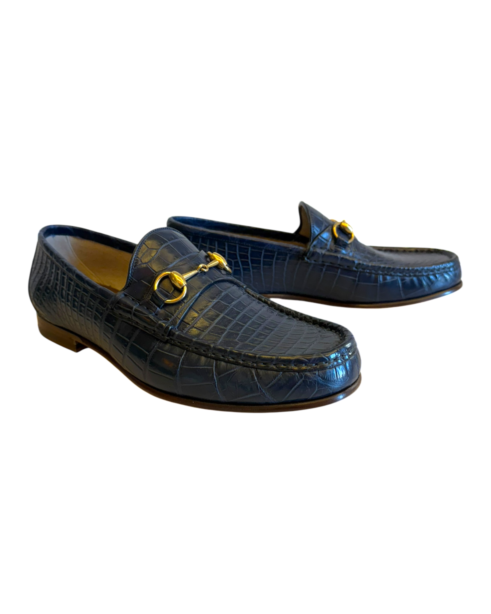 Gucci 1953 Horsebit Crocodile Loafers in Blue