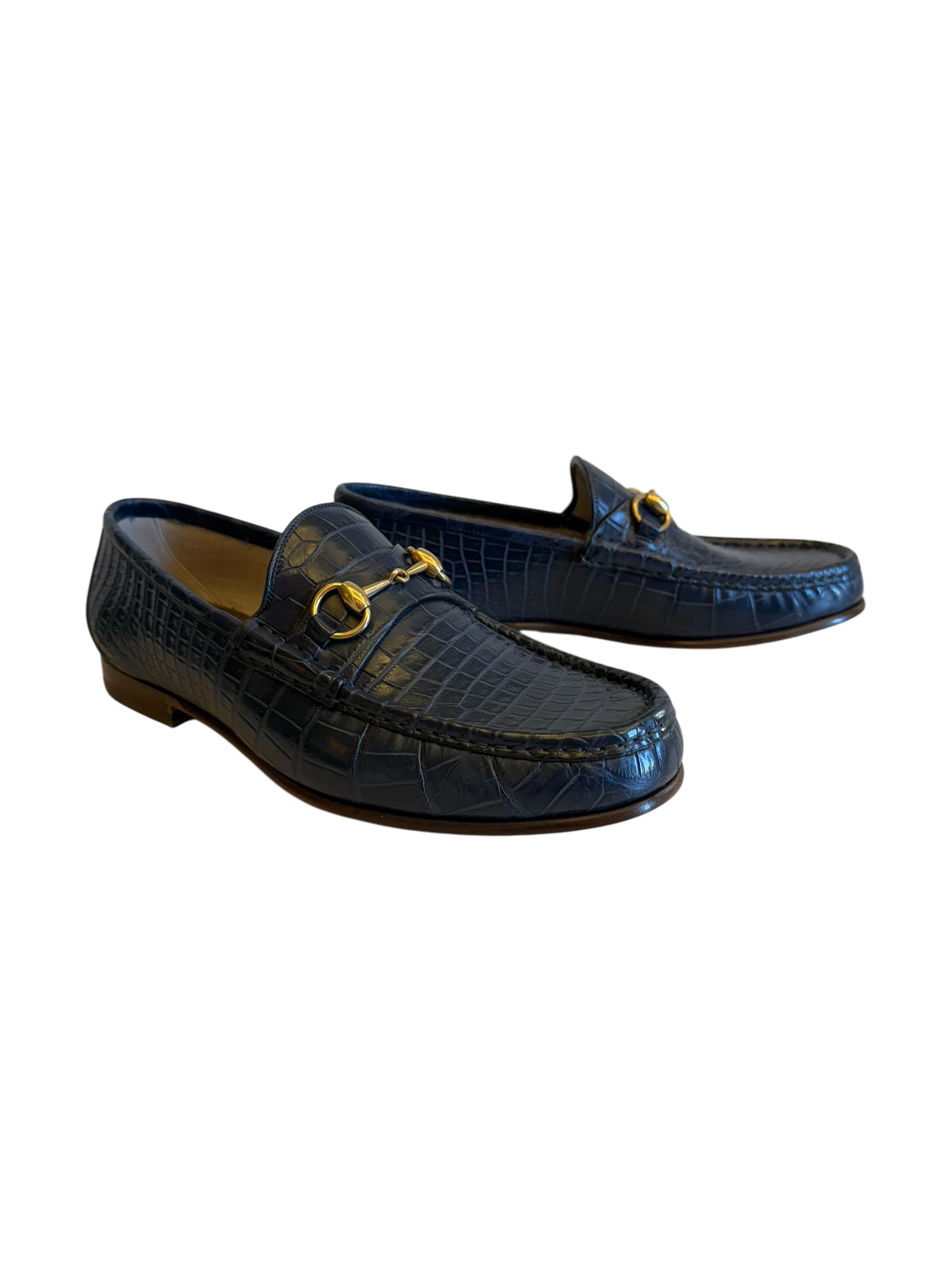 Gucci Jordaan Crocodile Loafer in Blue