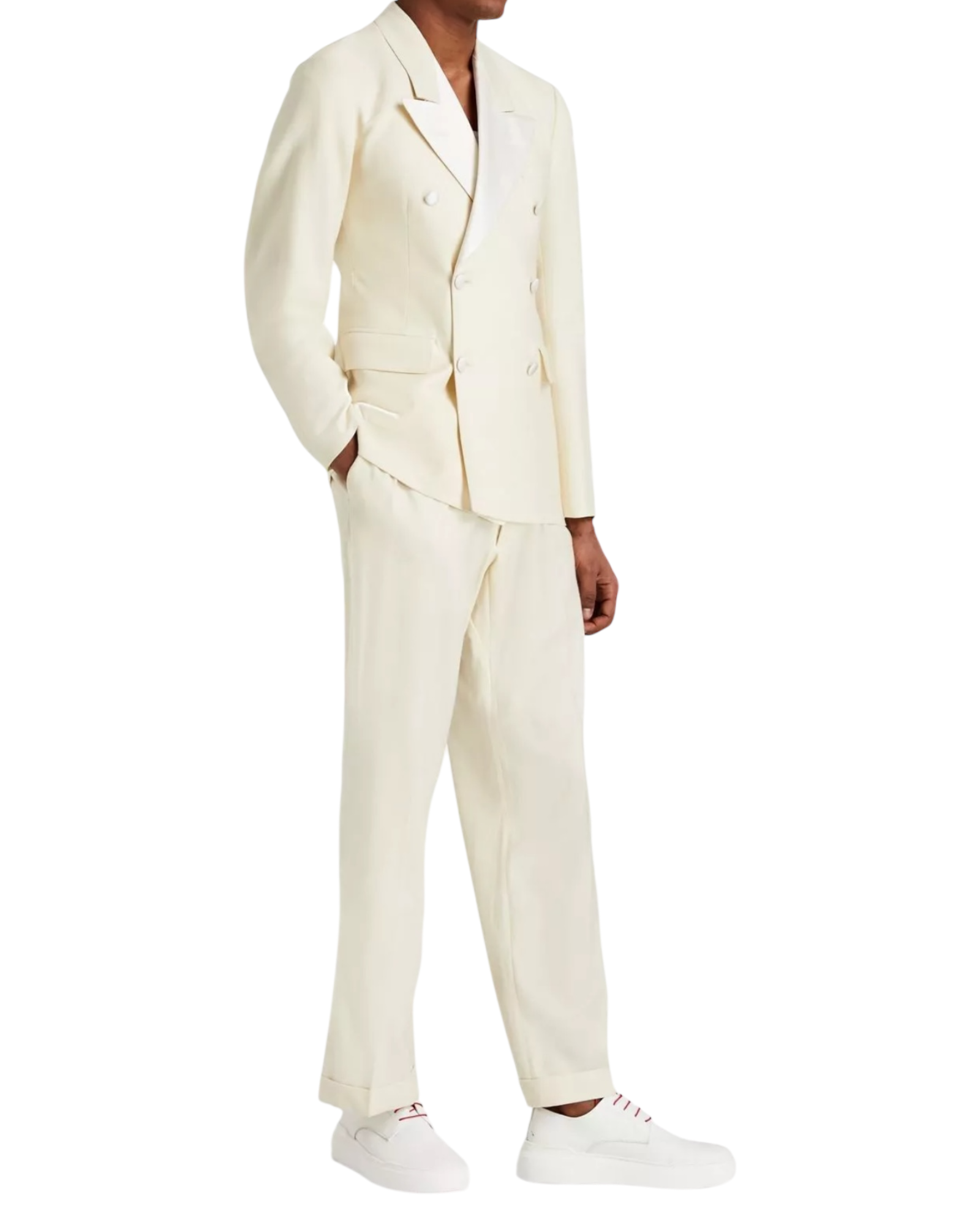 Maison Margiela Off-White Two-Tone Double-Breasted Suit