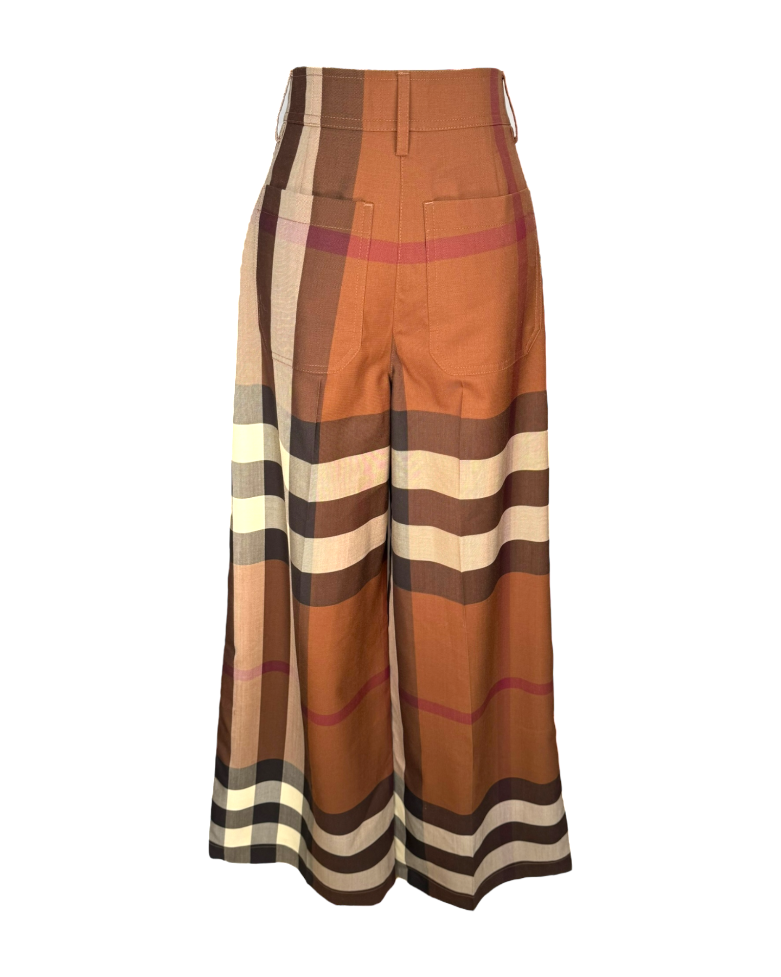 Burberry Wool Wide-Leg Check Trousers