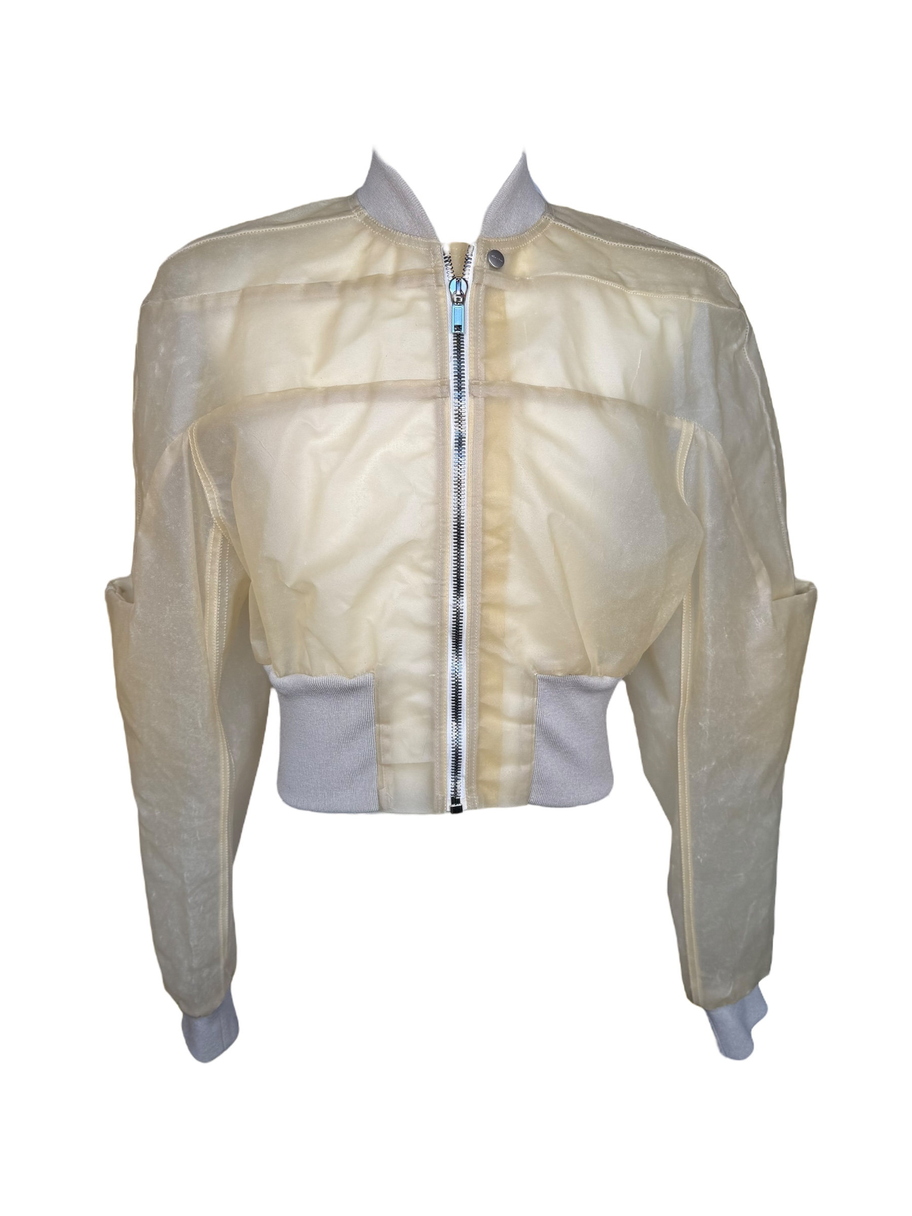 Rick Owens Girdered Bomber Cropped in Transparent Leather