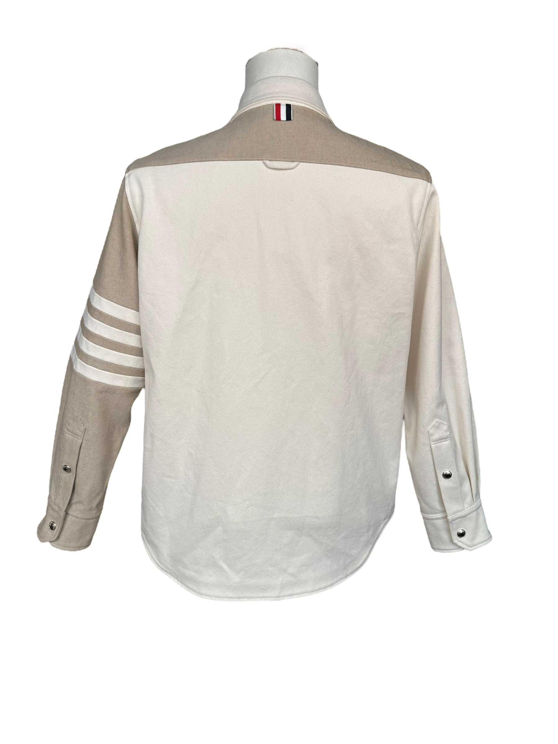 Thom Browne Fun-Mix Selvedge Denim Snap Front Shirt Jacket