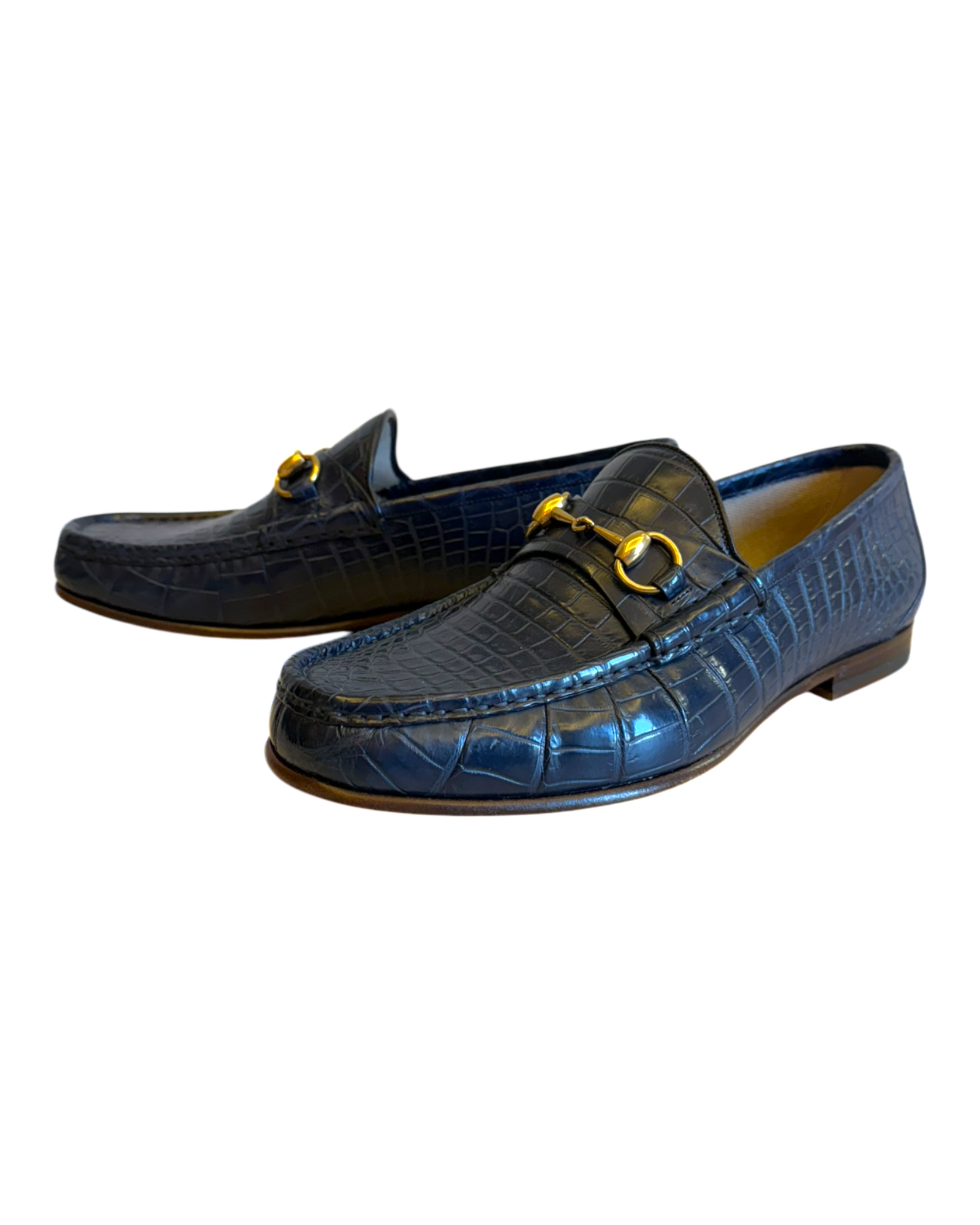 Gucci 1953 Horsebit Crocodile Loafers in Blue