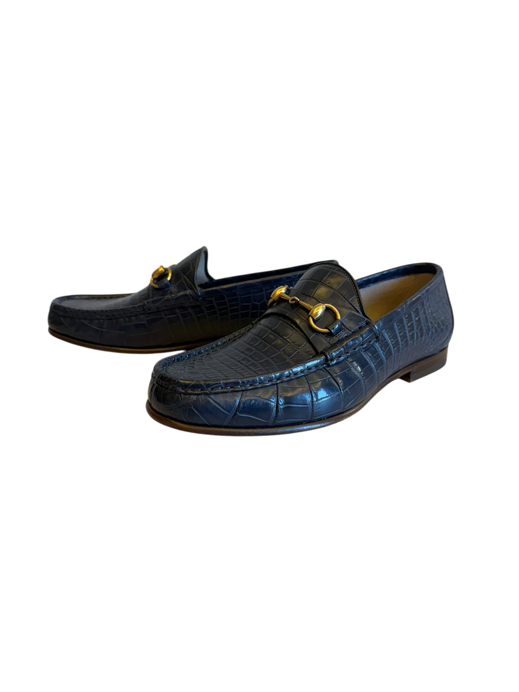Gucci Jordaan Crocodile Loafer in Blue