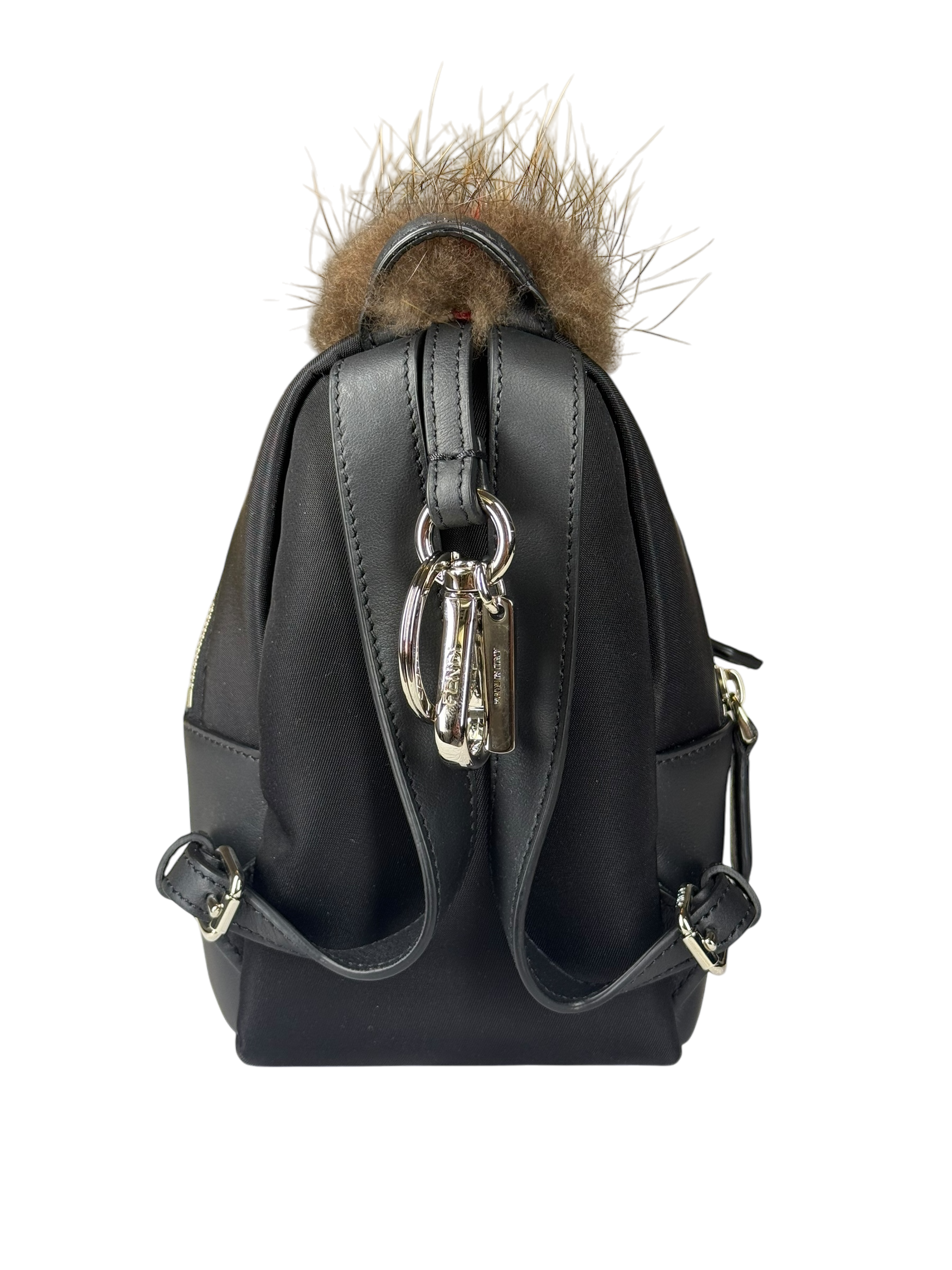 Fendi Bag Bugs Backpack Charm with Mink/Beaver Fur in Black