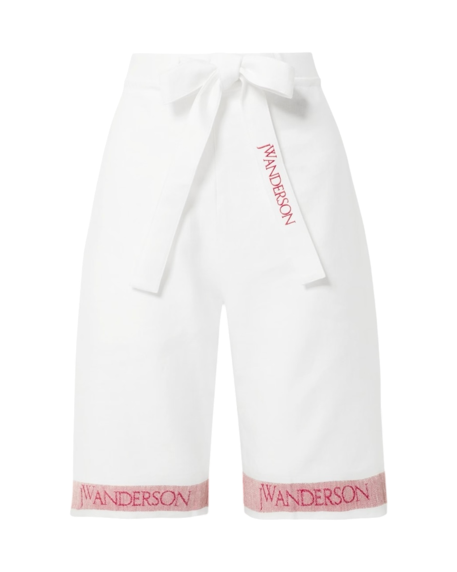 JW Anderson White Linen Logo Trim Bermuda Shorts