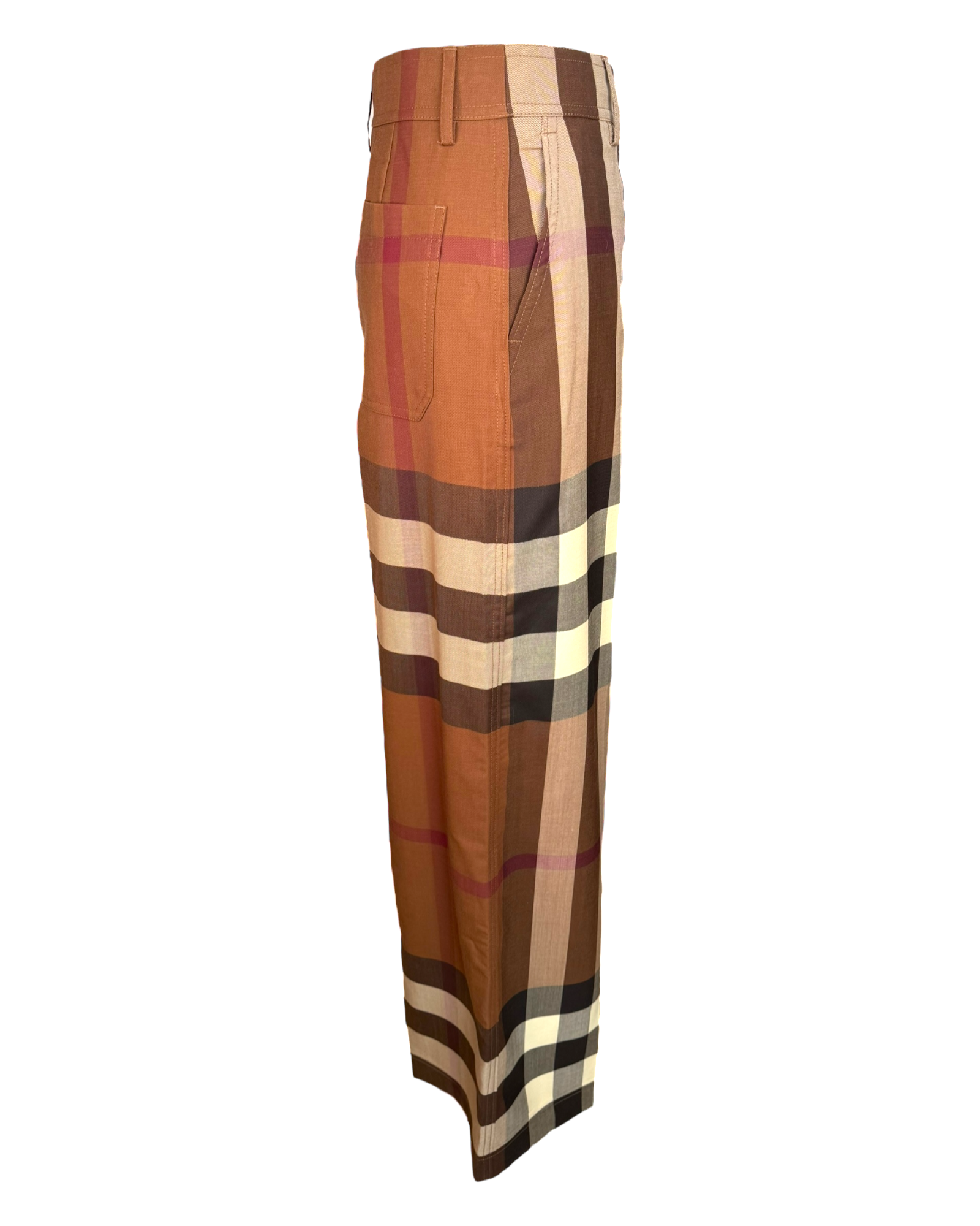 Burberry Wool Wide-Leg Check Trousers