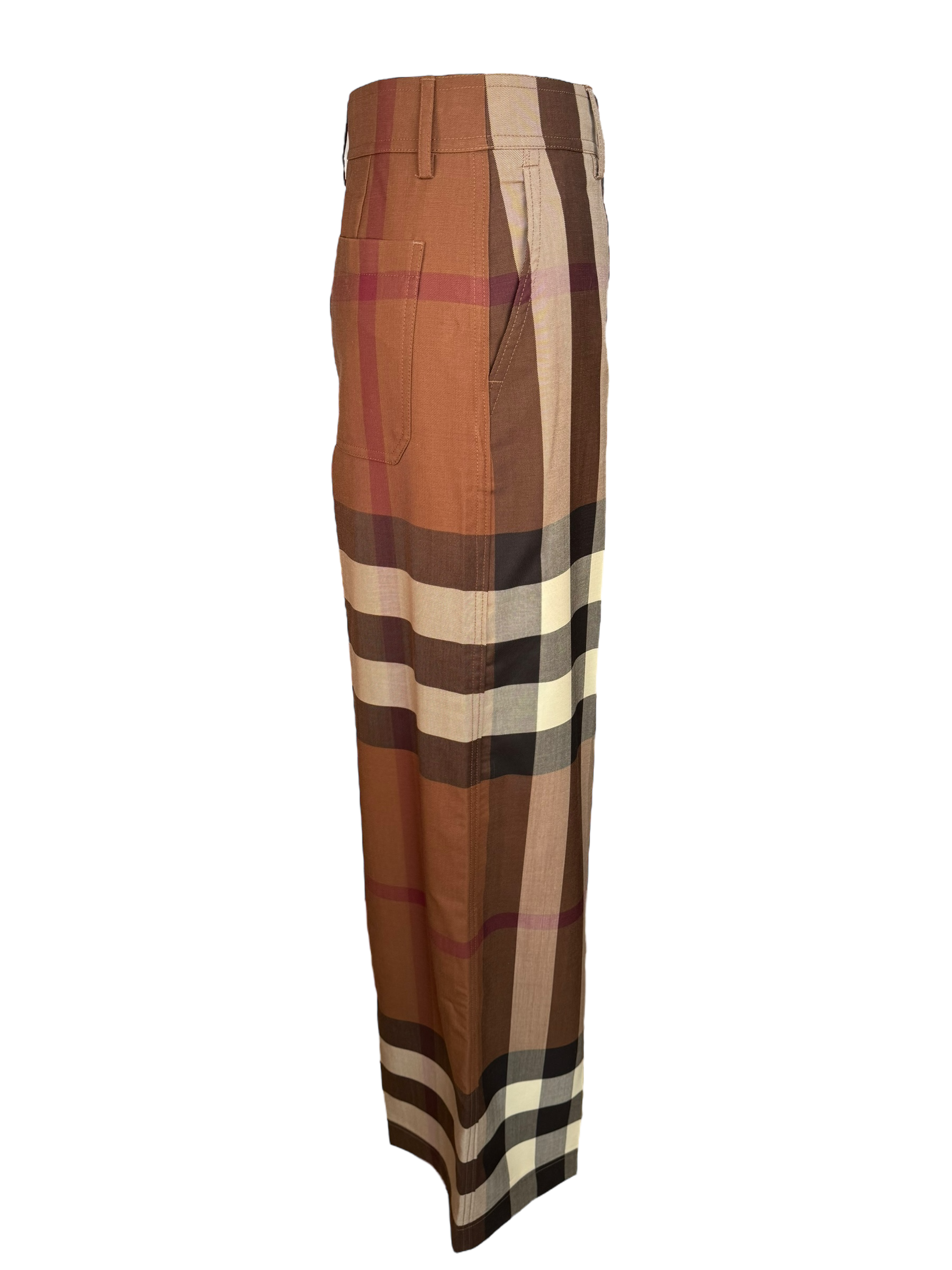 Burberry Wool Wide-Leg Check Trousers