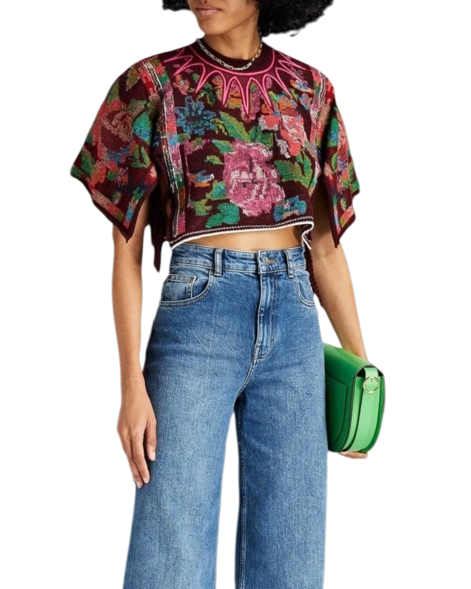 Valentino Embroidered Wool and Cashmere-Blend Crop Top Sweater