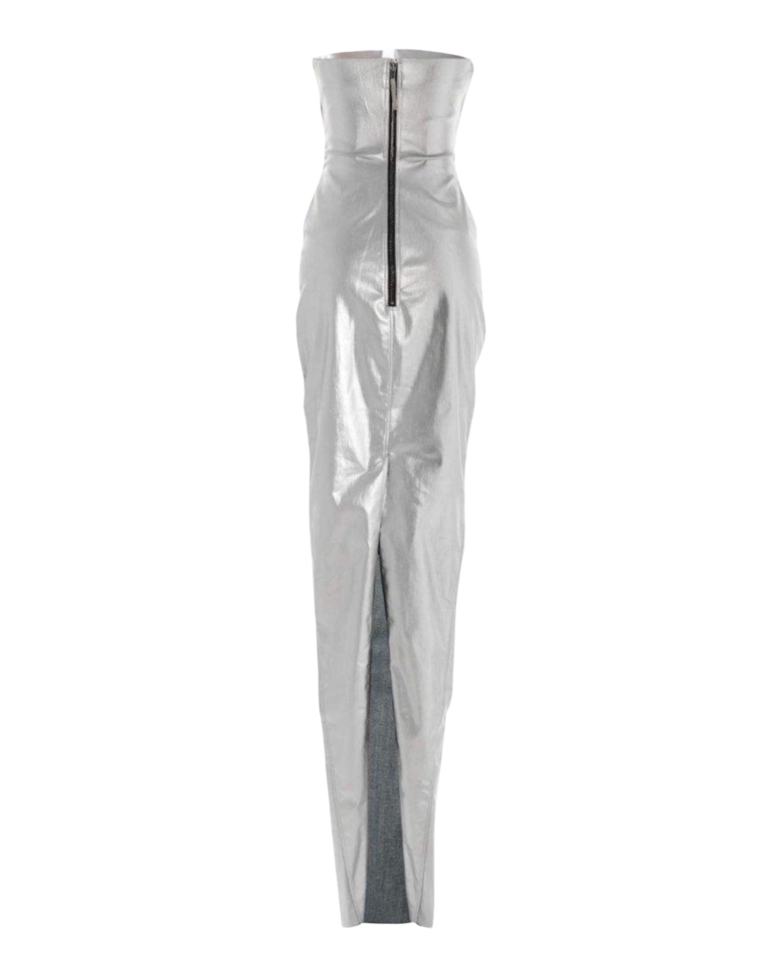 Rick Owens Silver Strapless Prong Cutout Gown