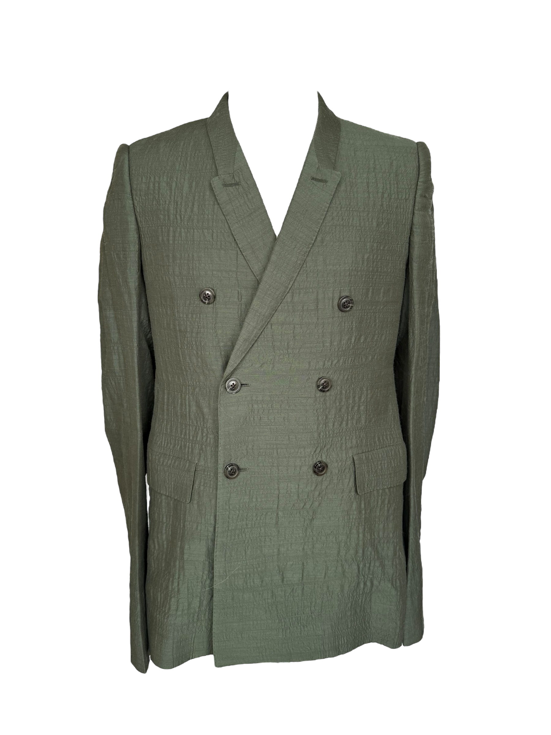 Rick Owens Doubled-breasted Crinkled Wool Blend Blazer
