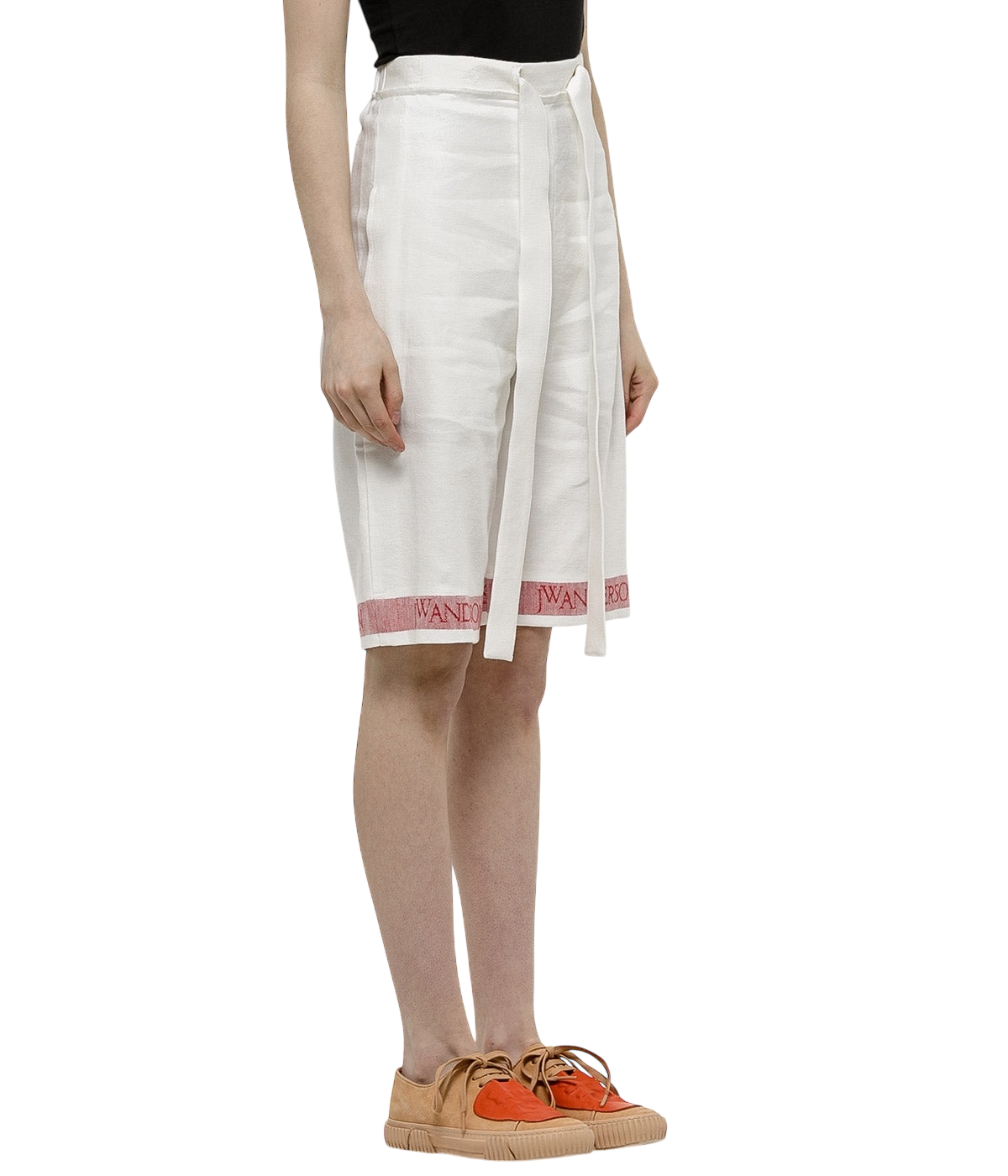 JW Anderson White Linen Logo Trim Bermuda Shorts