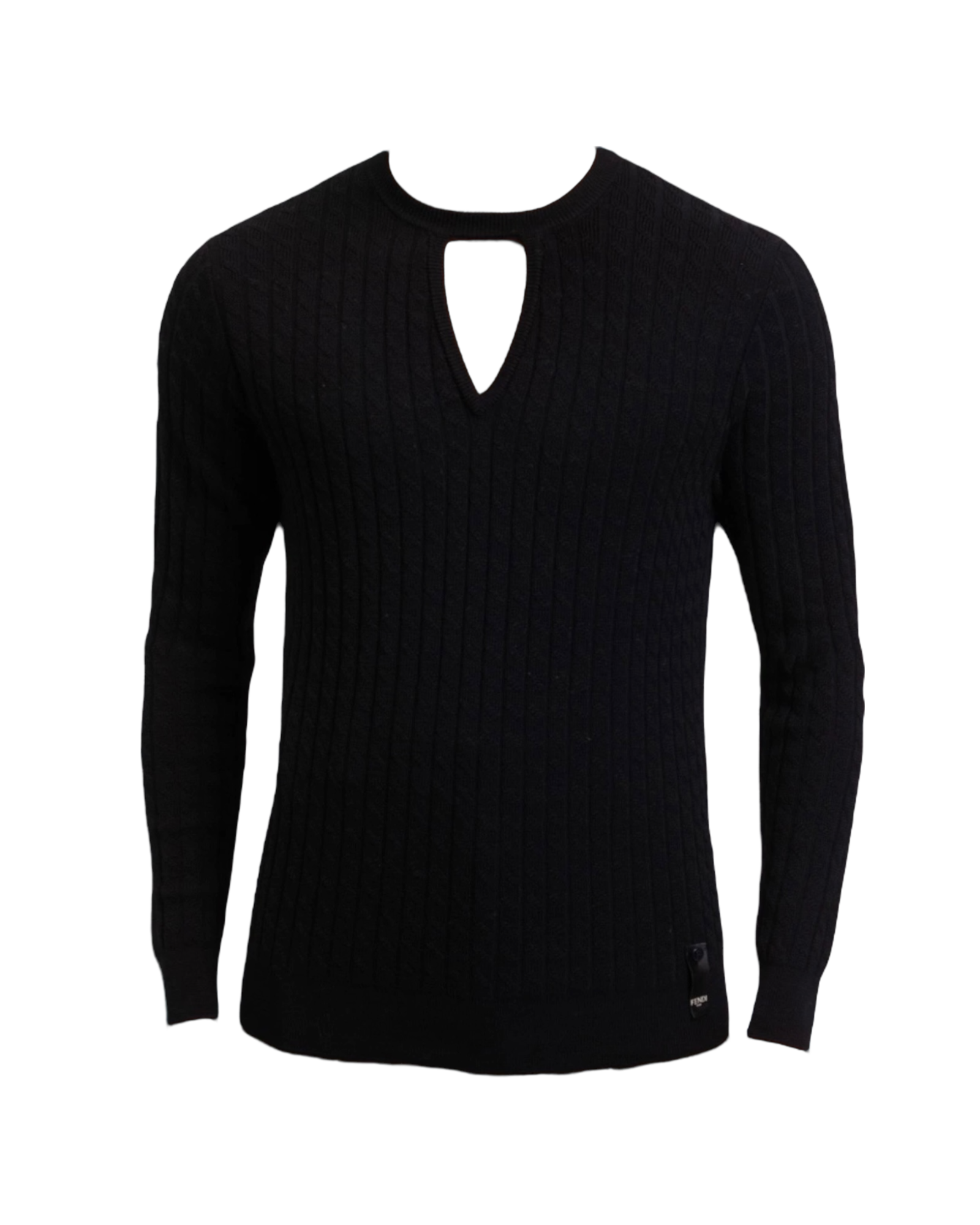 Fendi Rib Knit Virgin Wool Sweater with Cut-out