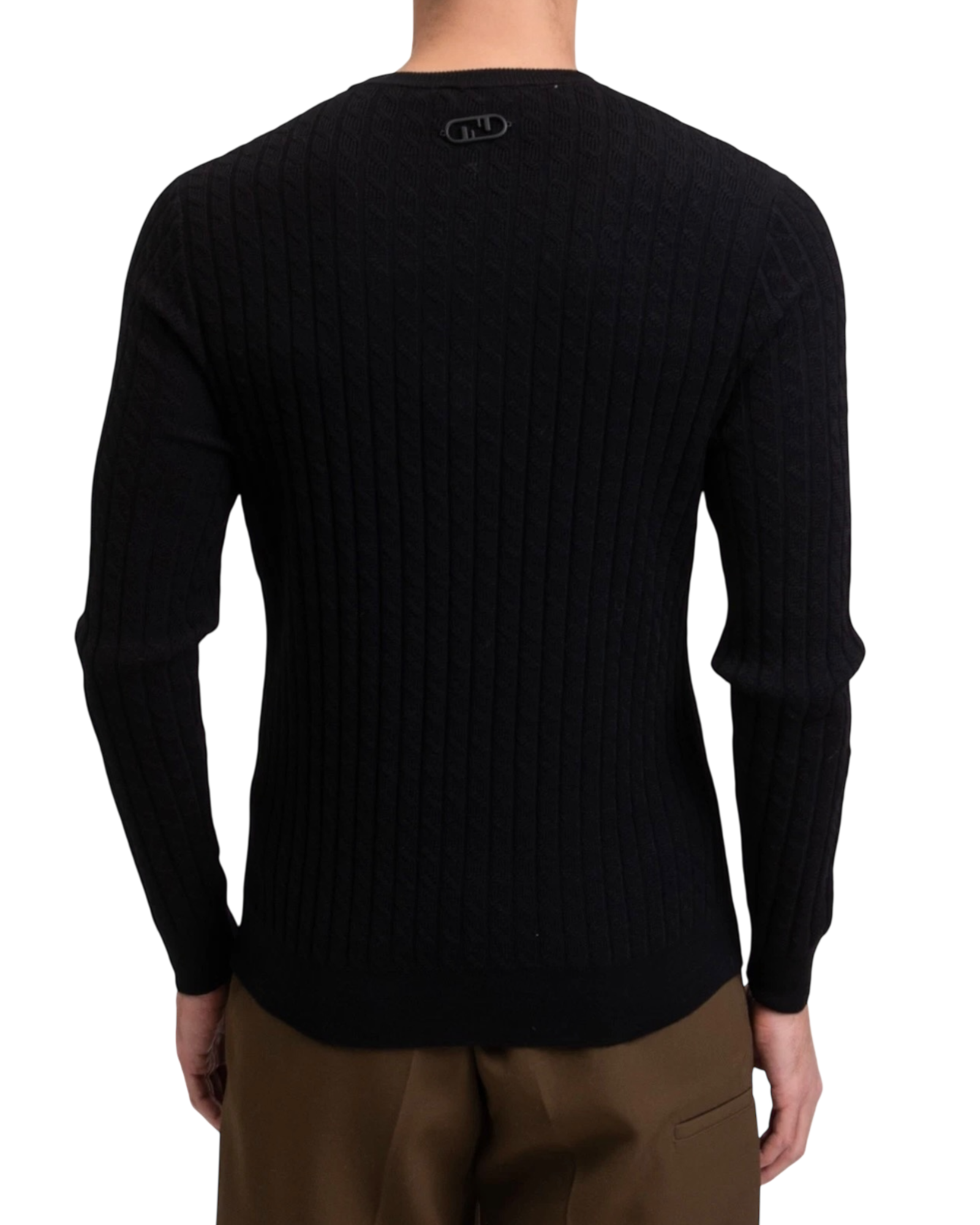 Fendi Rib Knit Virgin Wool Sweater with Cut-out