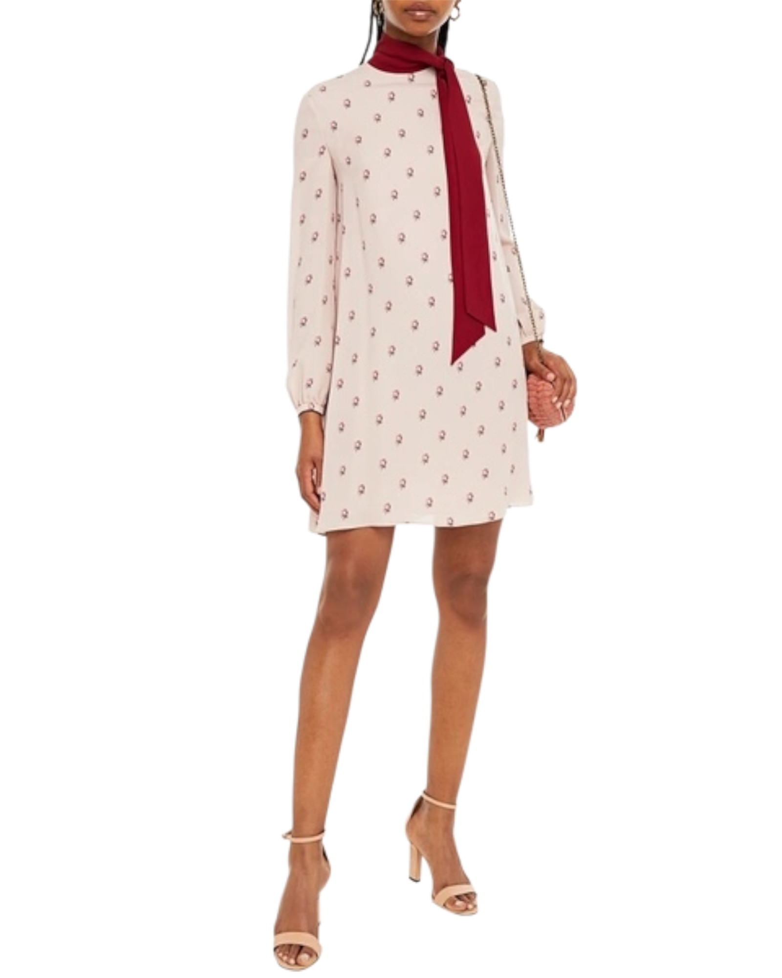 Valentino Tie Neck Floral-print Silk Crepe de Chine Mini Dress