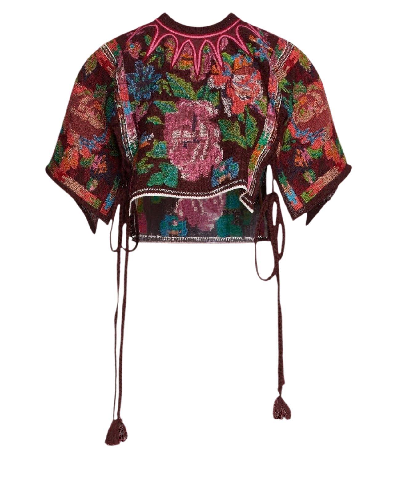 Valentino Embroidered Wool and Cashmere-Blend Crop Top Sweater