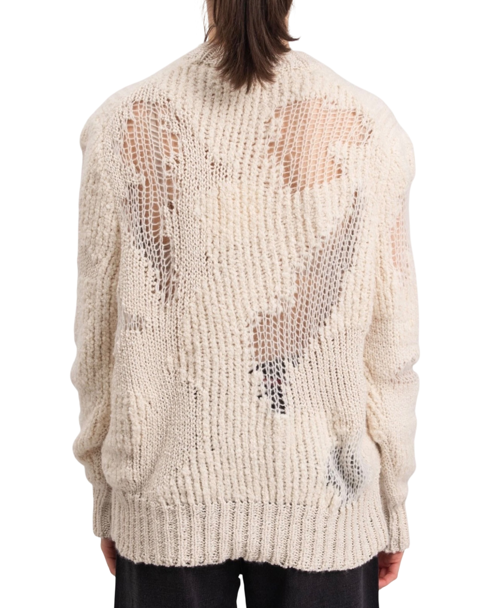 Chloé Iconic Cashmere-Wool Blend Milk Distressed Sweater