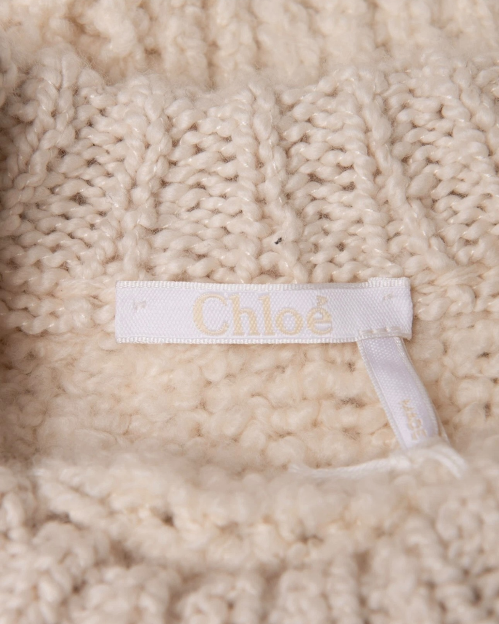 Chloé Iconic Cashmere-Wool Blend Milk Distressed Sweater