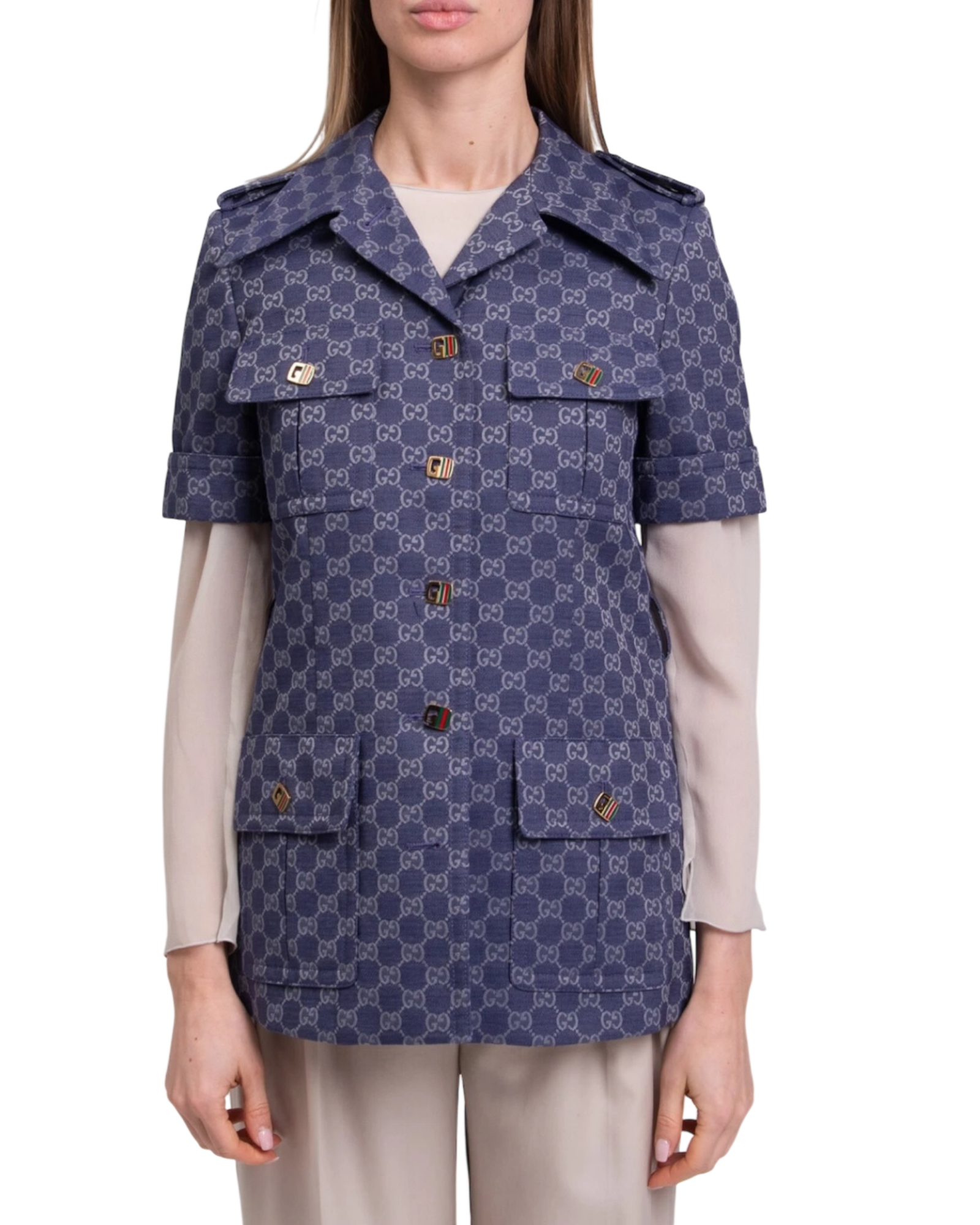 Gucci Interlocking GG Canvas Jacket Dress in Blue