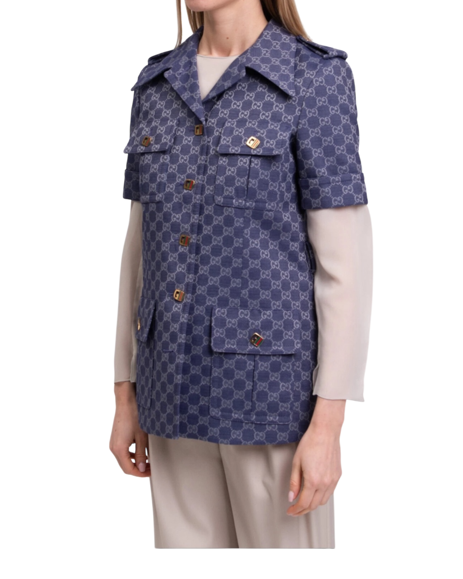 Gucci Interlocking GG Canvas Jacket Dress in Blue