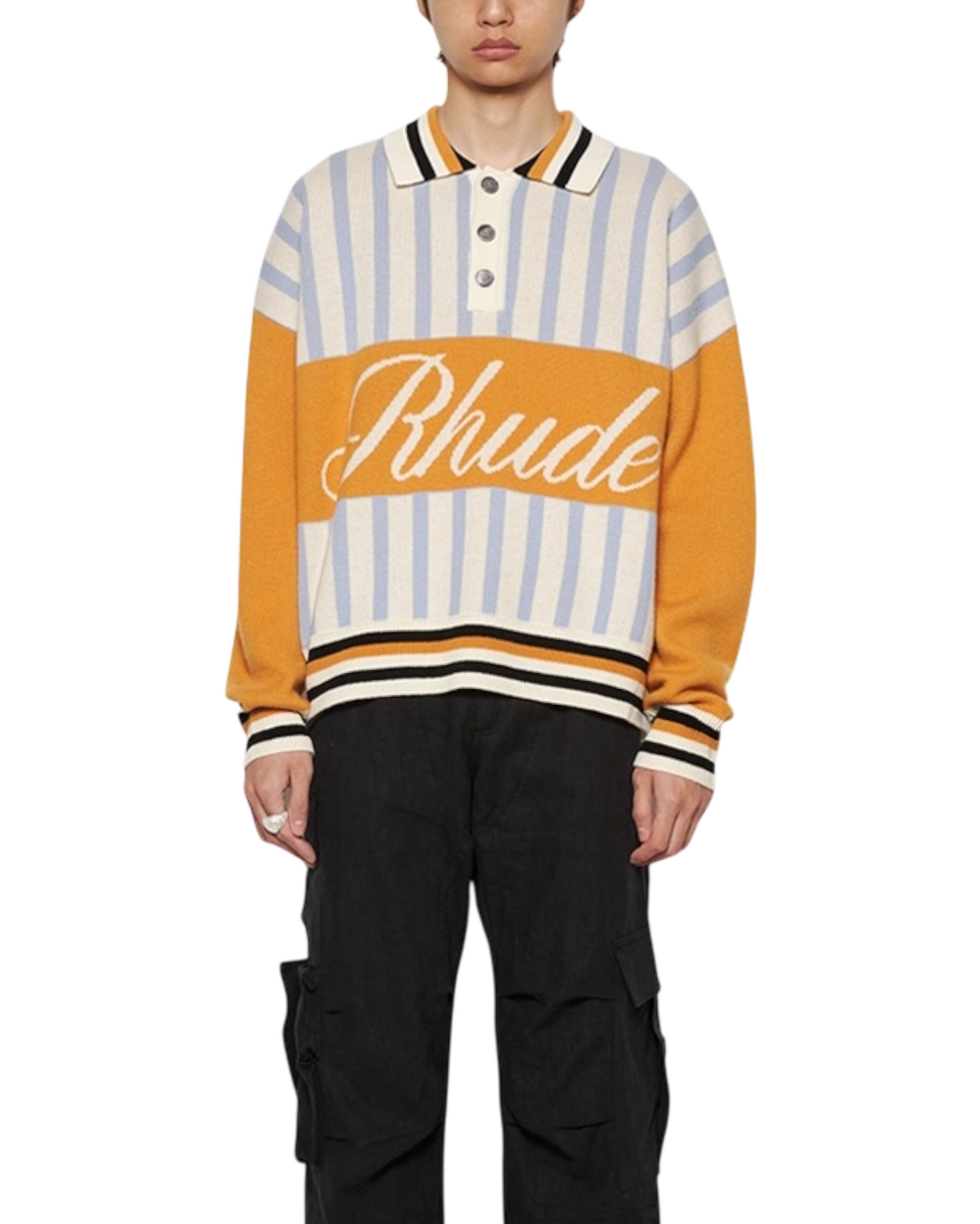 Rhude Amber Knit Rugby Polo Shirt