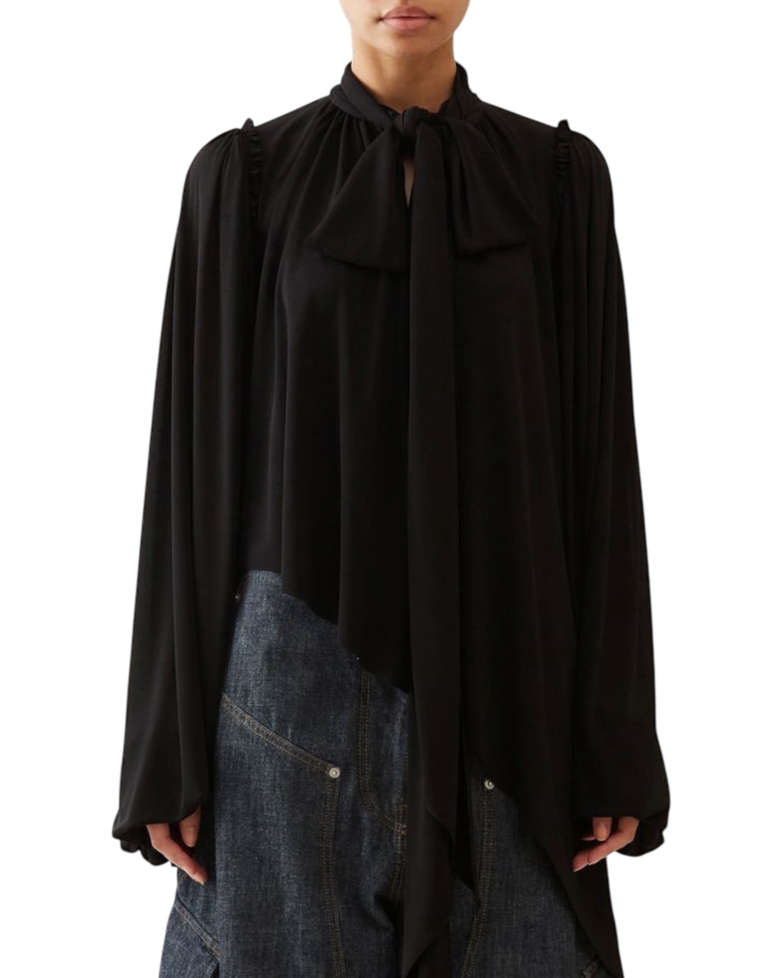 Loewe Asymmetric Bow-Tie Crepe Blouse