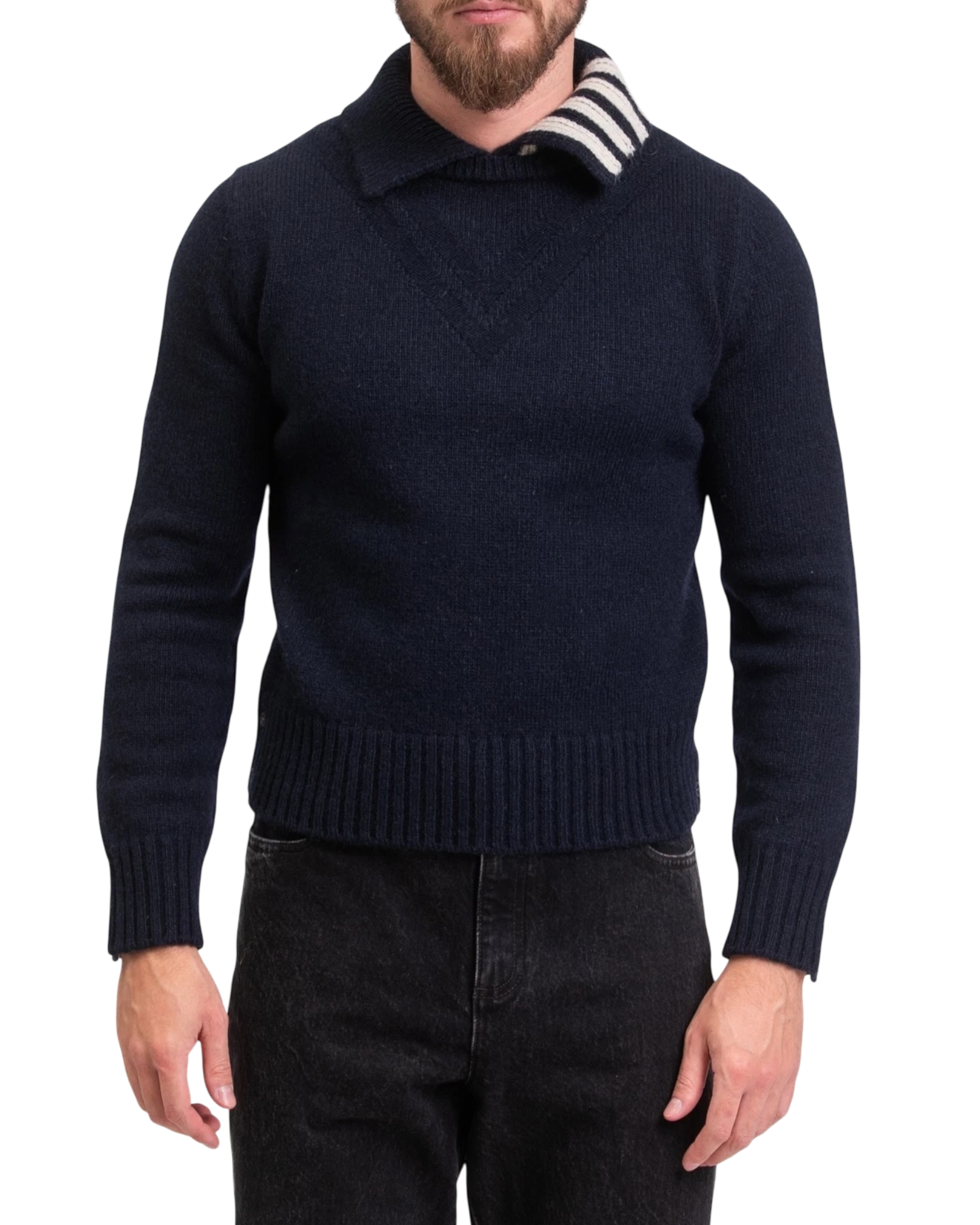 Thom Browne 4-Bar Polo Jumper in Navy