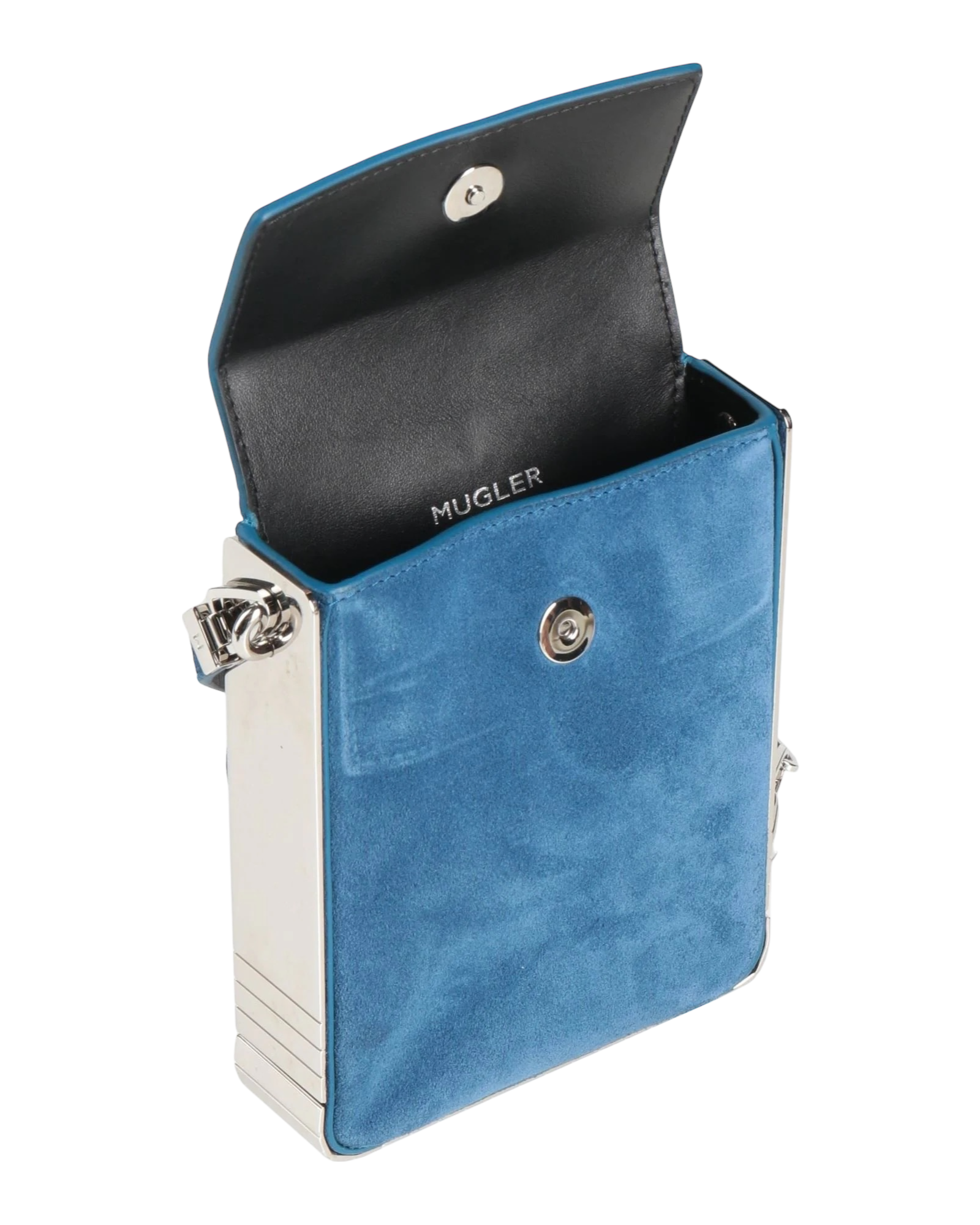 Mugler Suede Leather Crossbody Bag in Blue