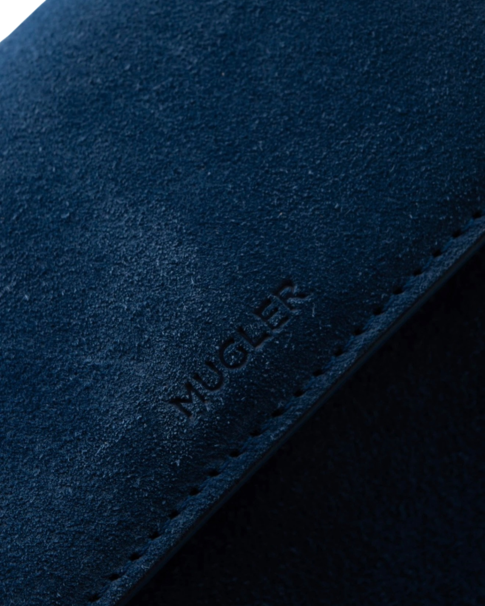 Mugler Suede Leather Crossbody Bag in Blue
