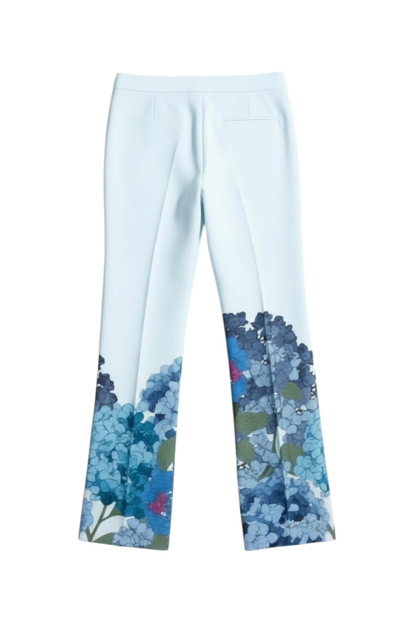 Valentino Macro Ortensia Printed Silk Flared Pants
