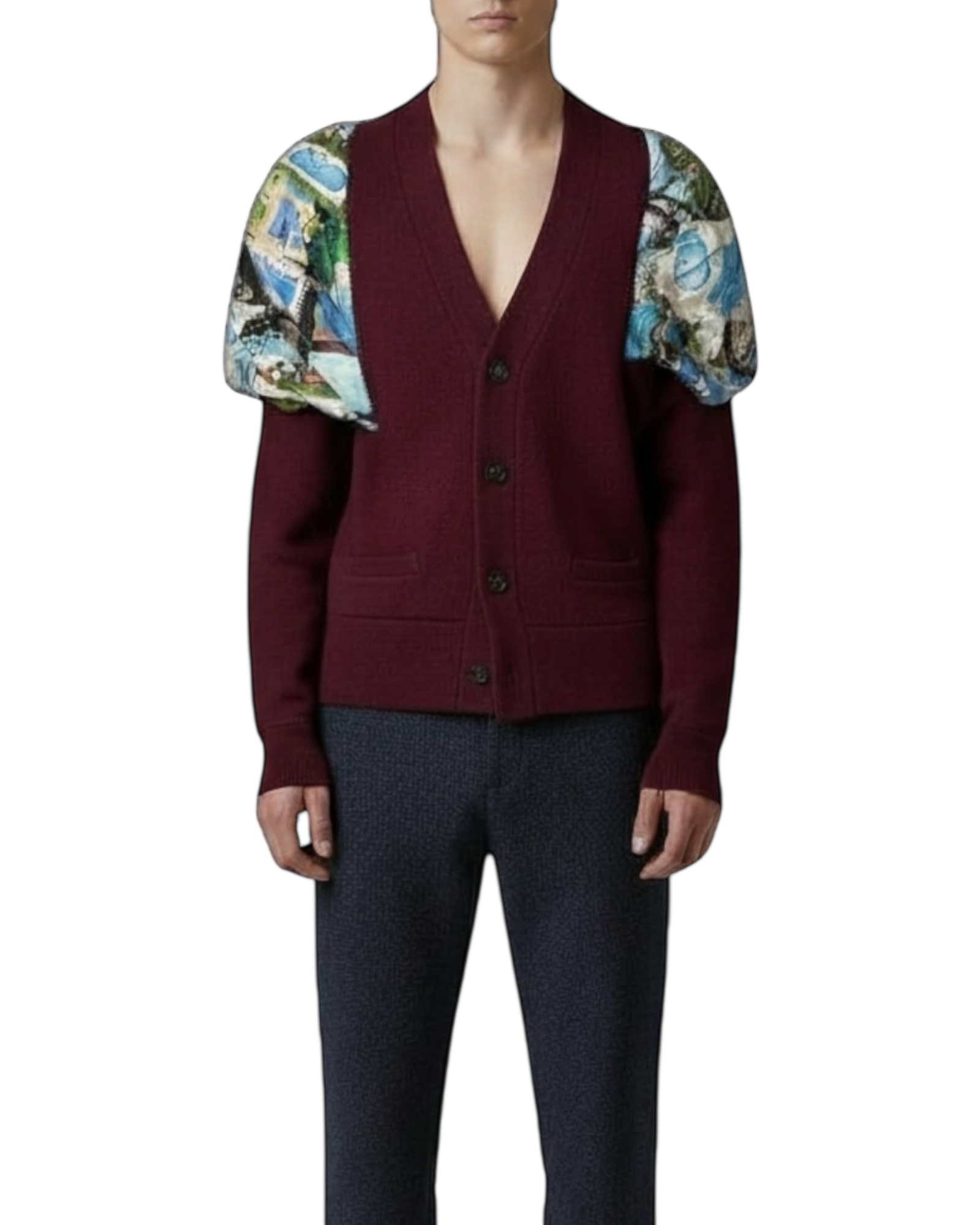 Maison Margiela Wool Scarf Distressed Cardigan