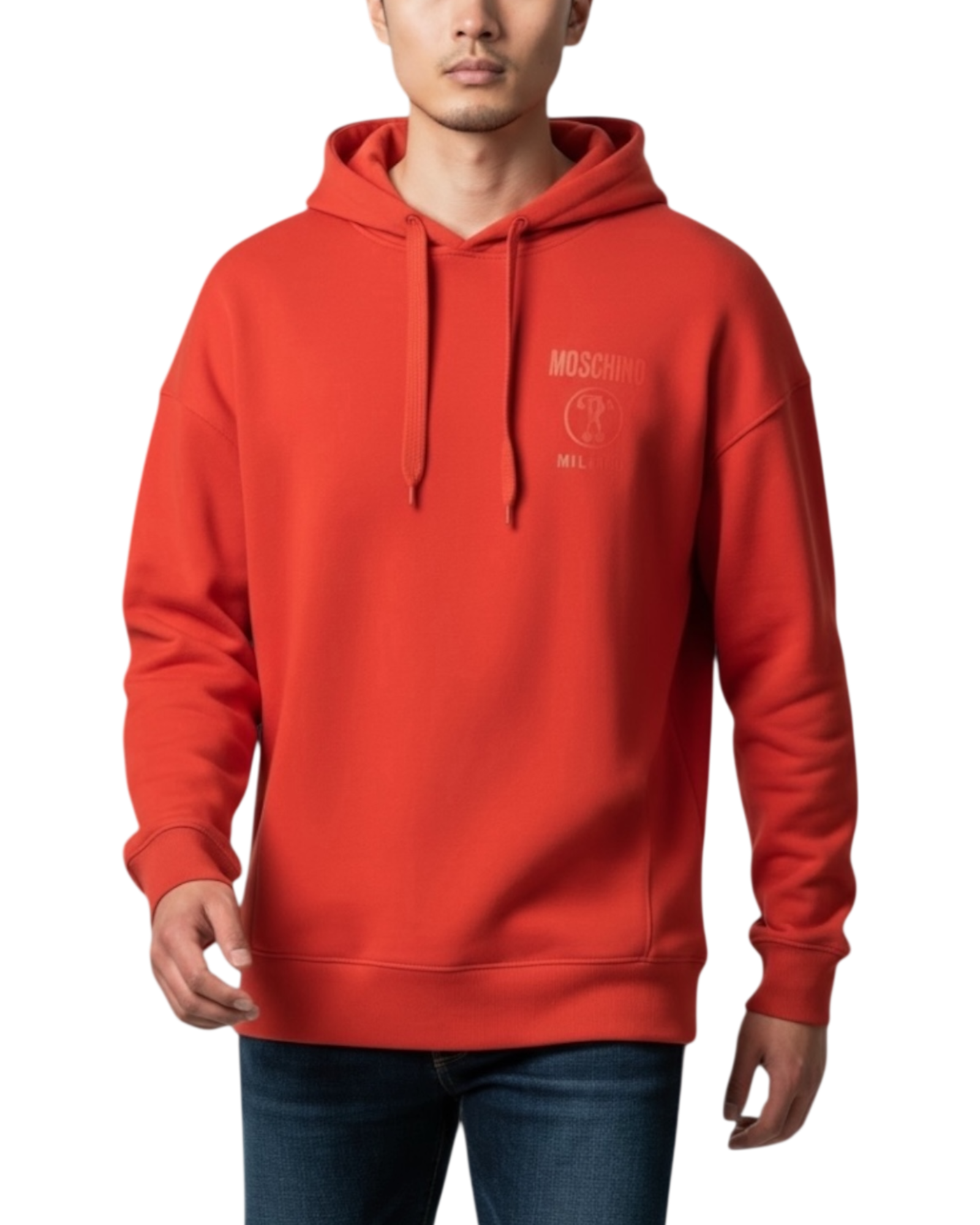 Moschino Embossed Logo Hoodie in Orange