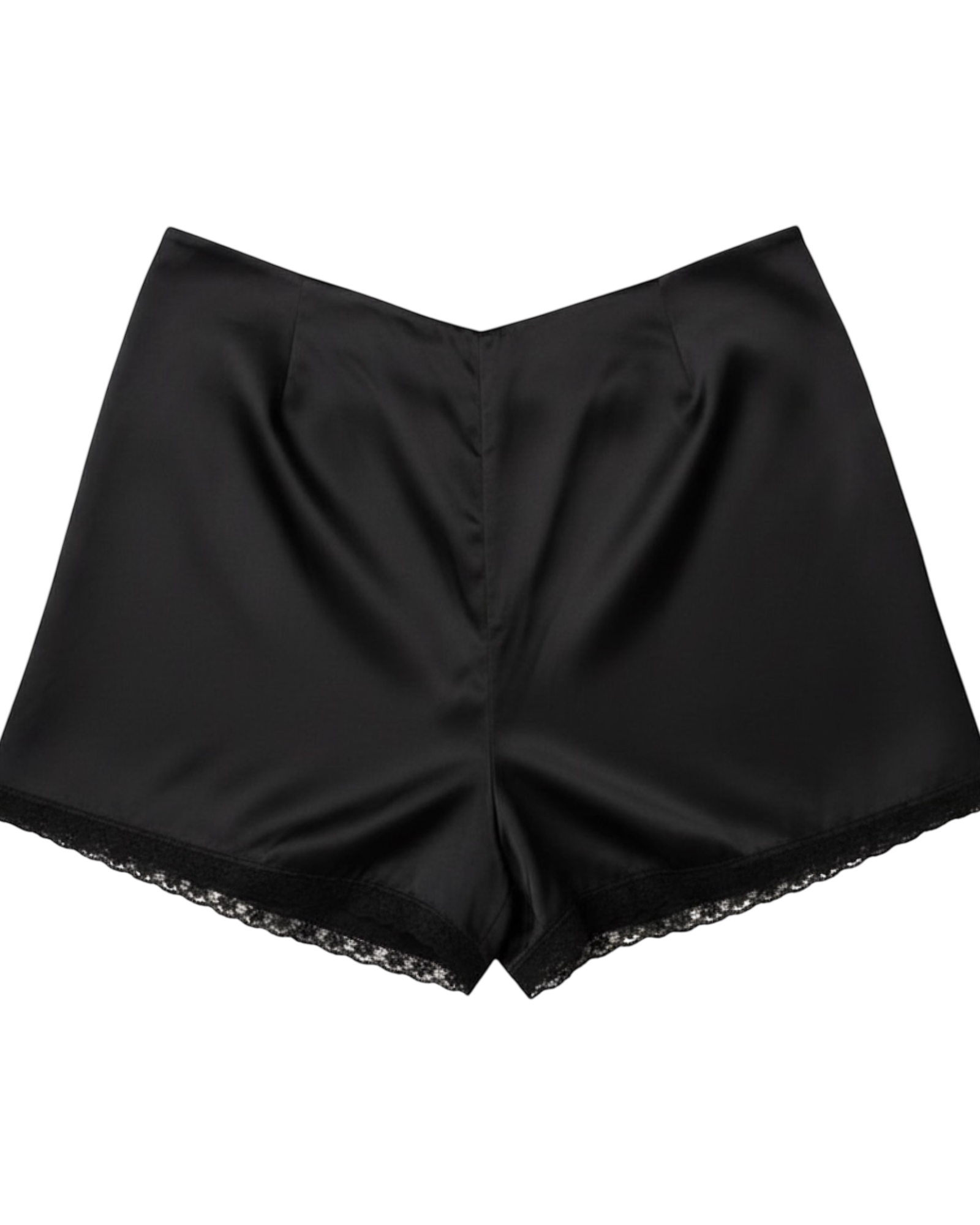 Prada Black Satin Lace-Trim Shorts
