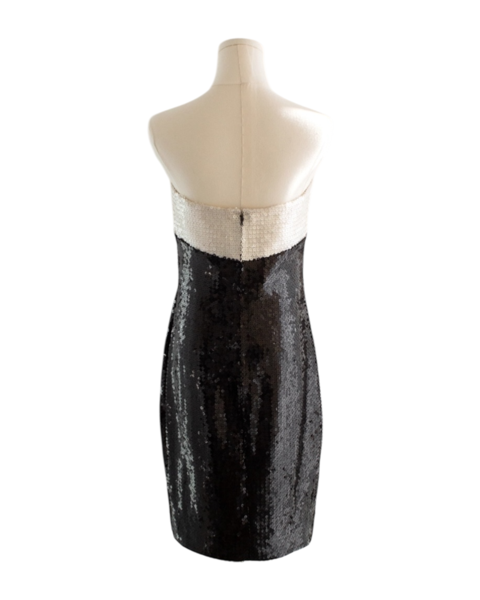 Chanel S/S 1987 White & Black Sequin Bow Bustier Mini Dress