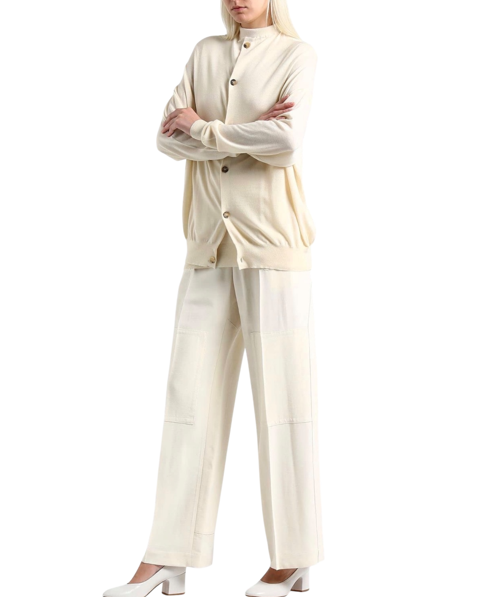 Celine FW18 Cashmere Mock-Neck Button Cardigan