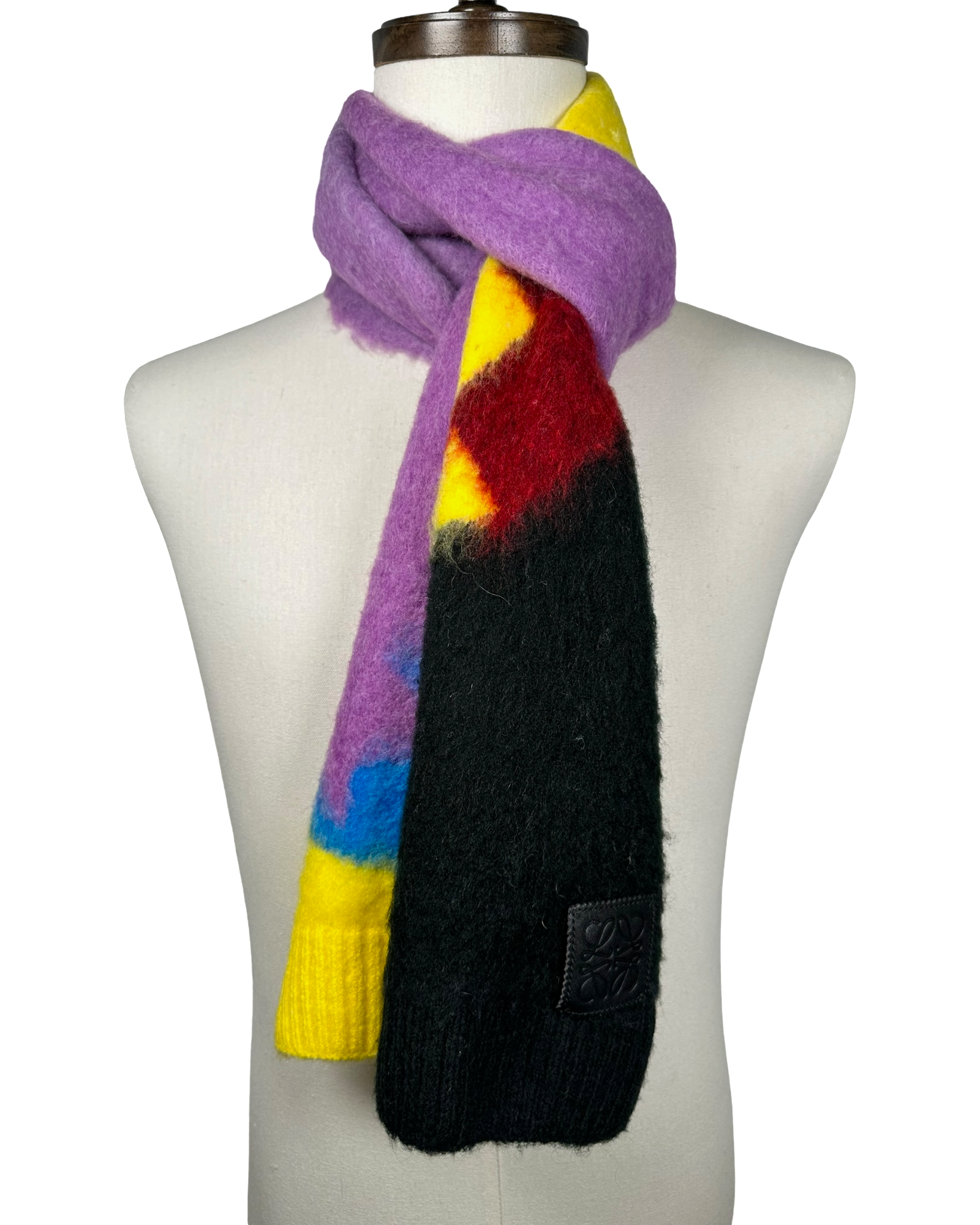 Loewe Multicolored Intarsia Pattern Scarf
