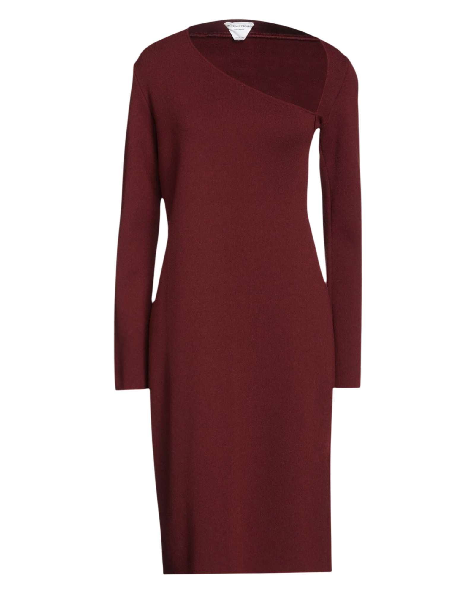 Bottega Veneta Viscose Asymmetric Neck Knit Dress in Rust