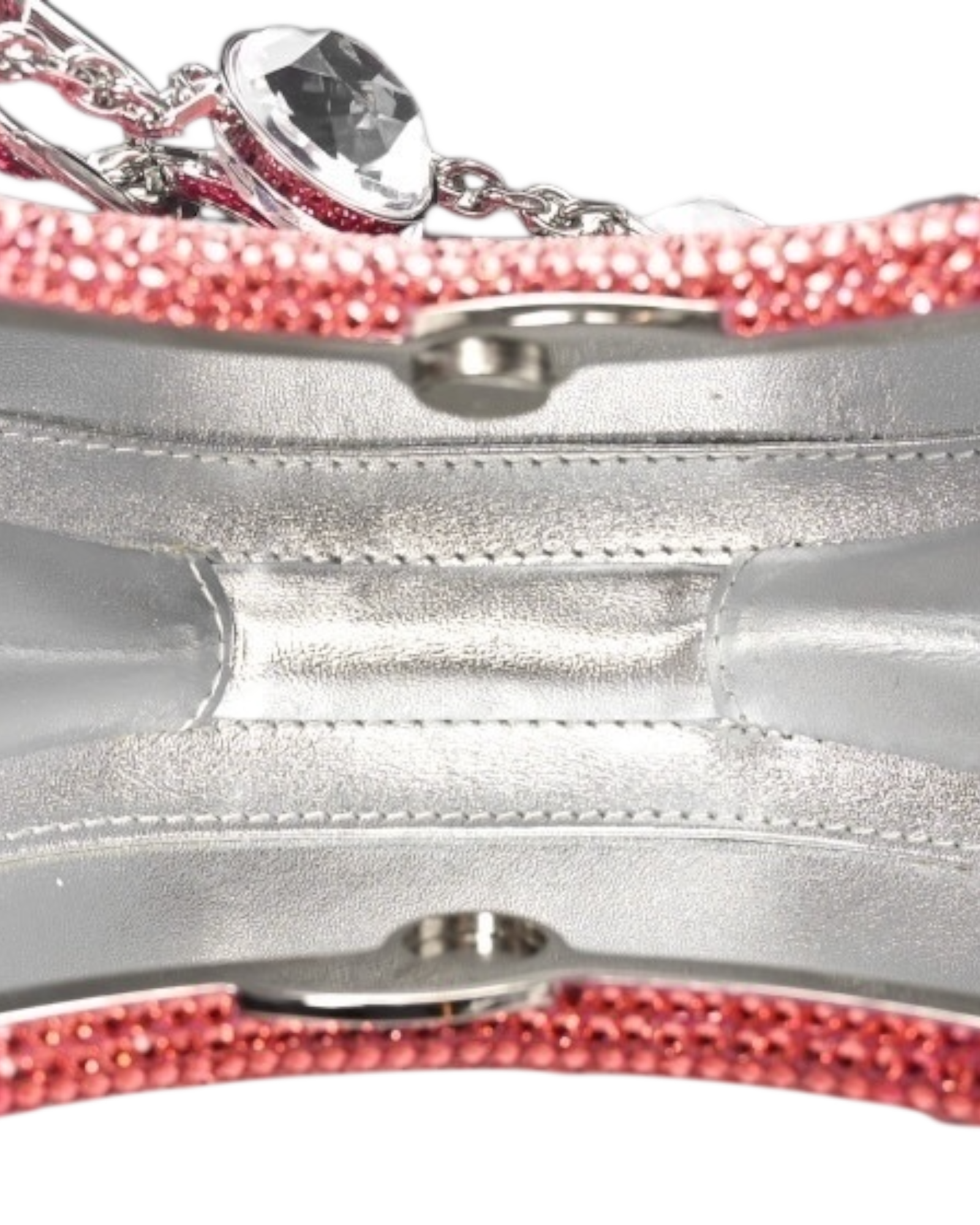 Judith Leiber Watermelon Crescent Crystal-Embelliished Silver-Toned Clutch in Red