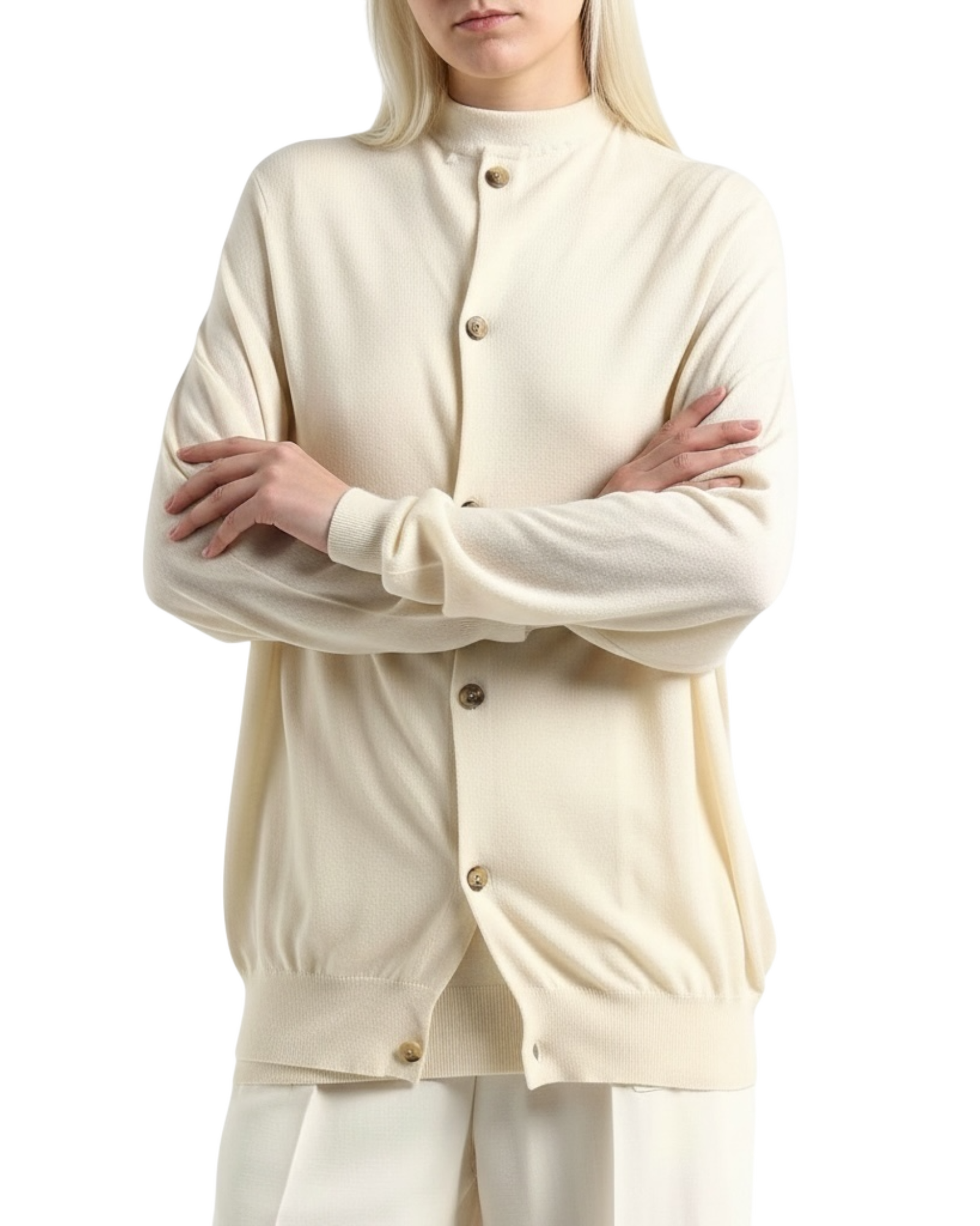 Celine FW18 Cashmere Mock-Neck Button Cardigan