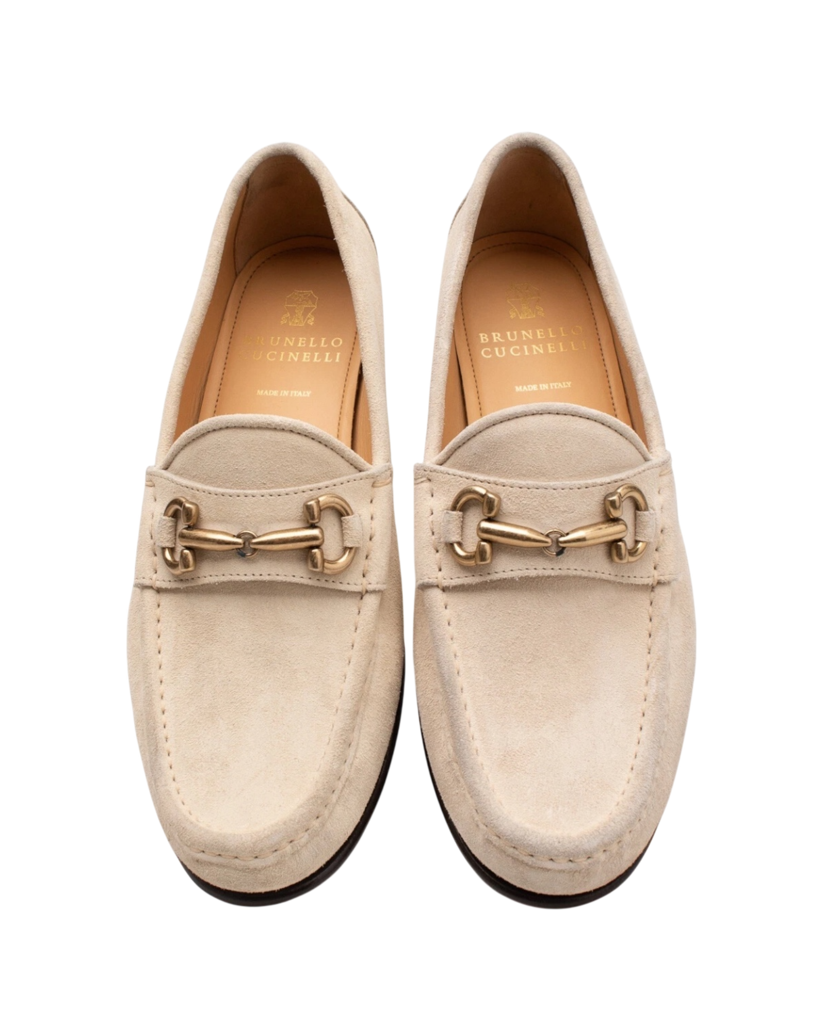 Brunello Cucinelli Suede Horsebit Loafer in Beige