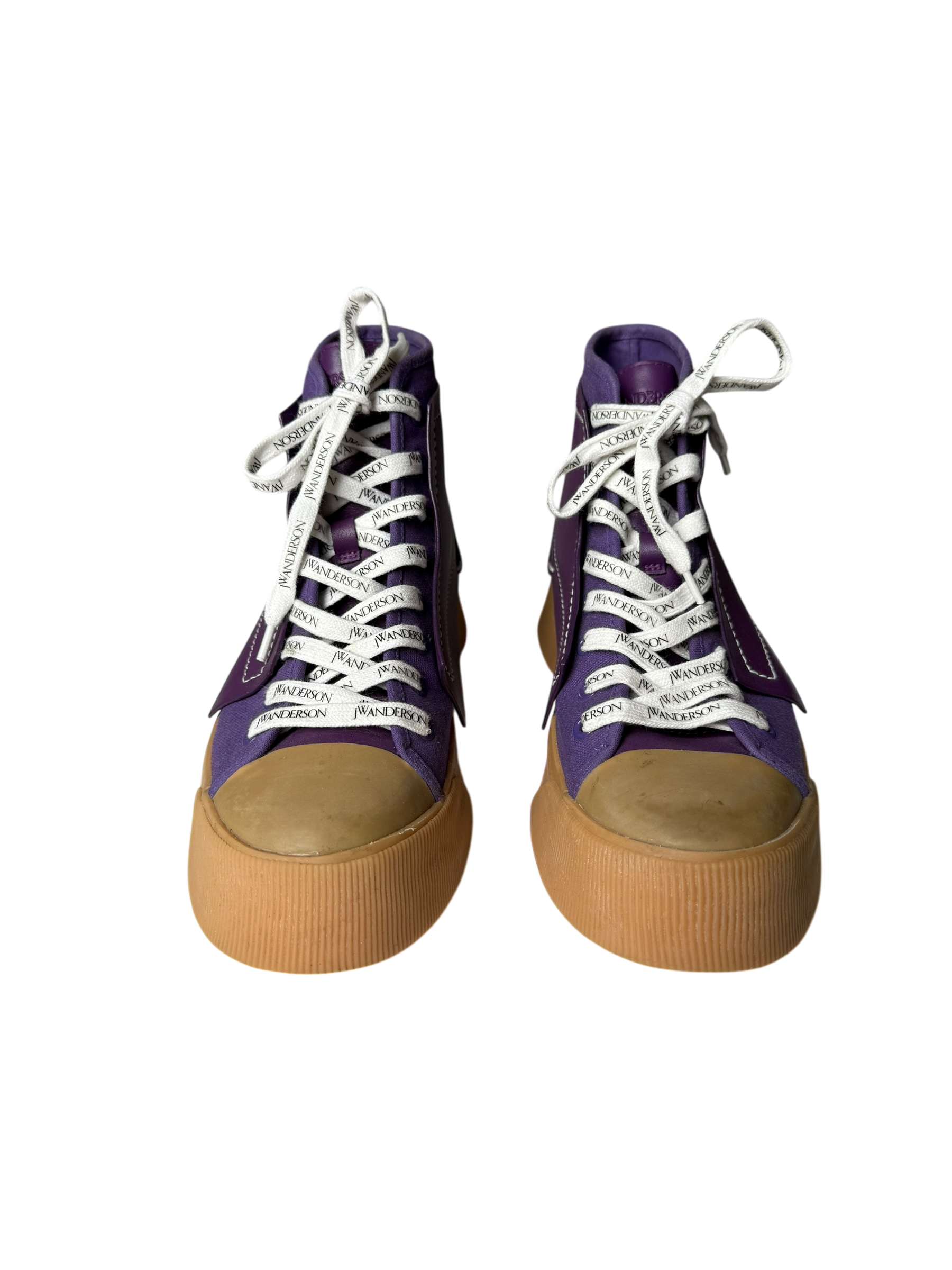 JW Anderson Paneled High Top Sneakers in Purple