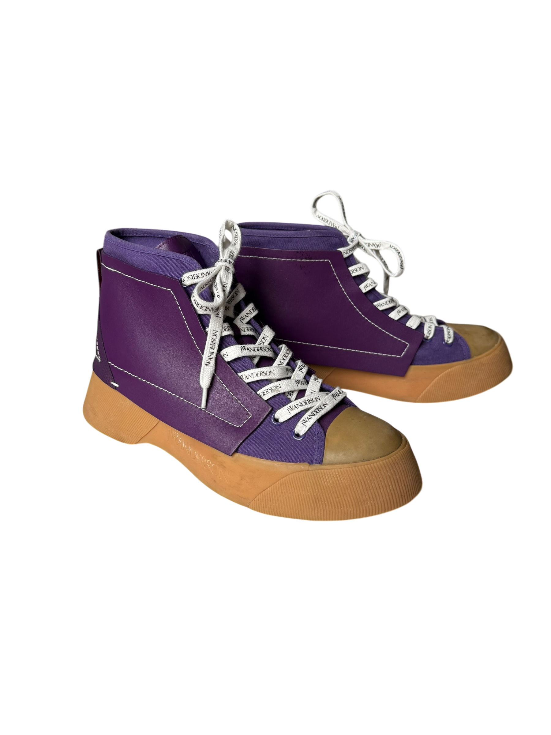 JW Anderson Paneled High Top Sneakers in Purple