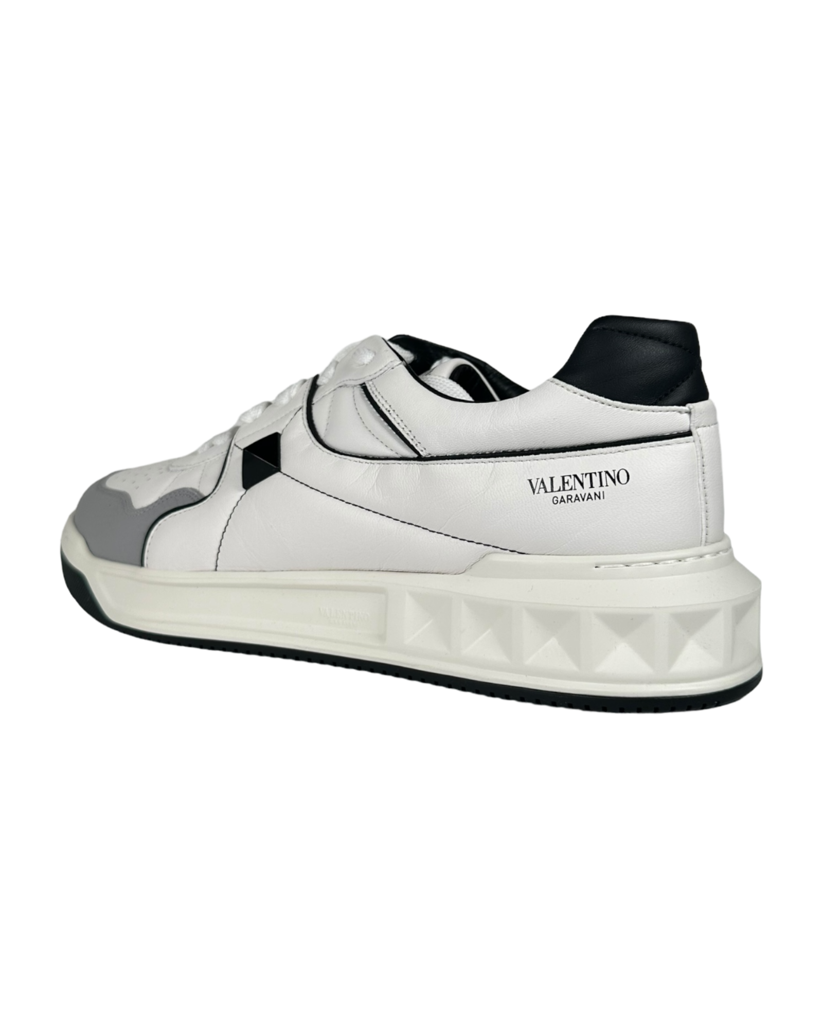 Valentino One Stud Sneakers in Black and White