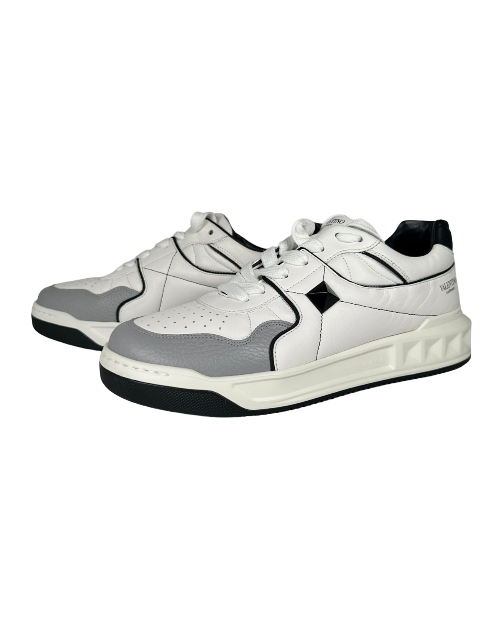 Valentino One Stud Sneakers in Black and White