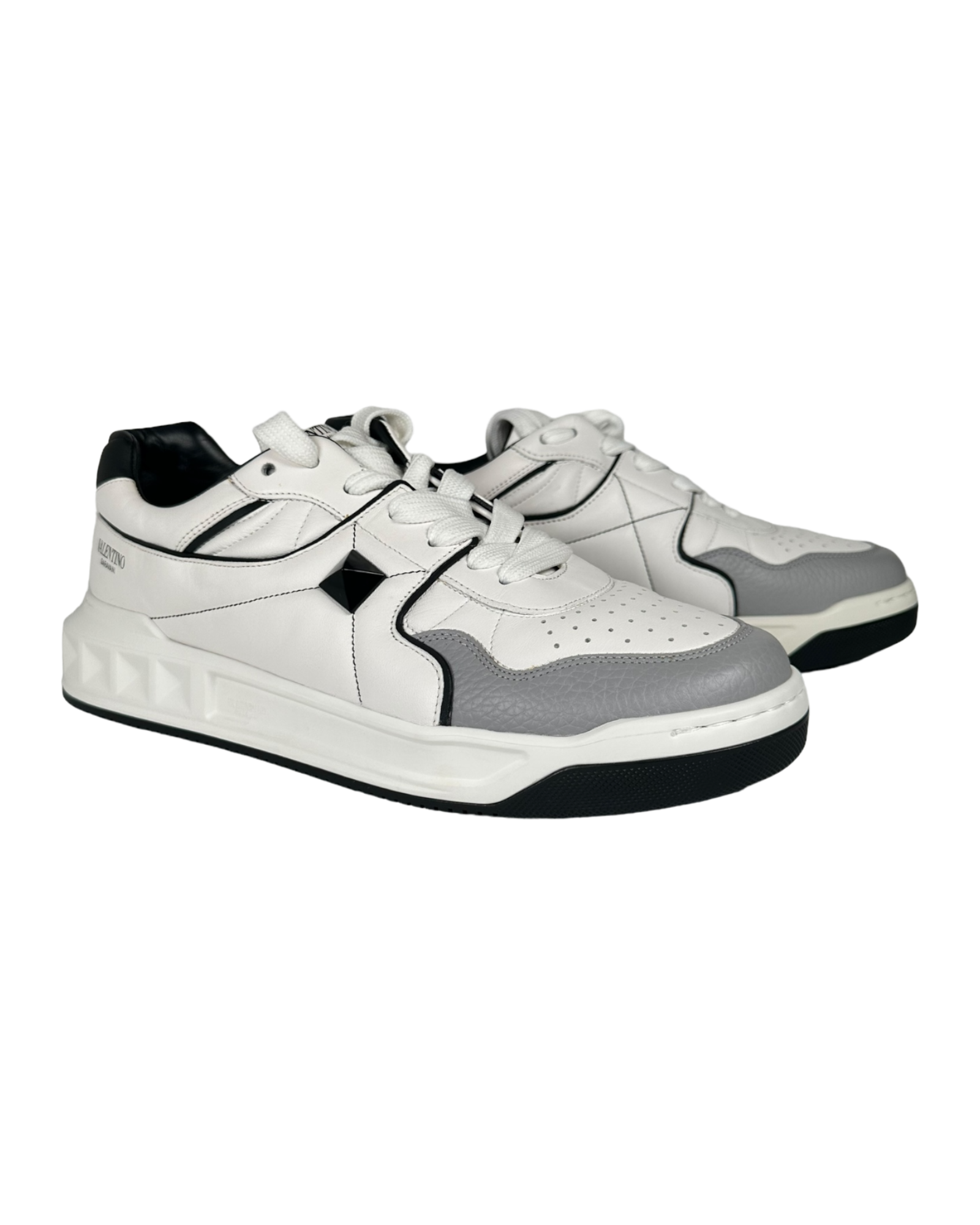 Valentino One Stud Sneakers in Black and White
