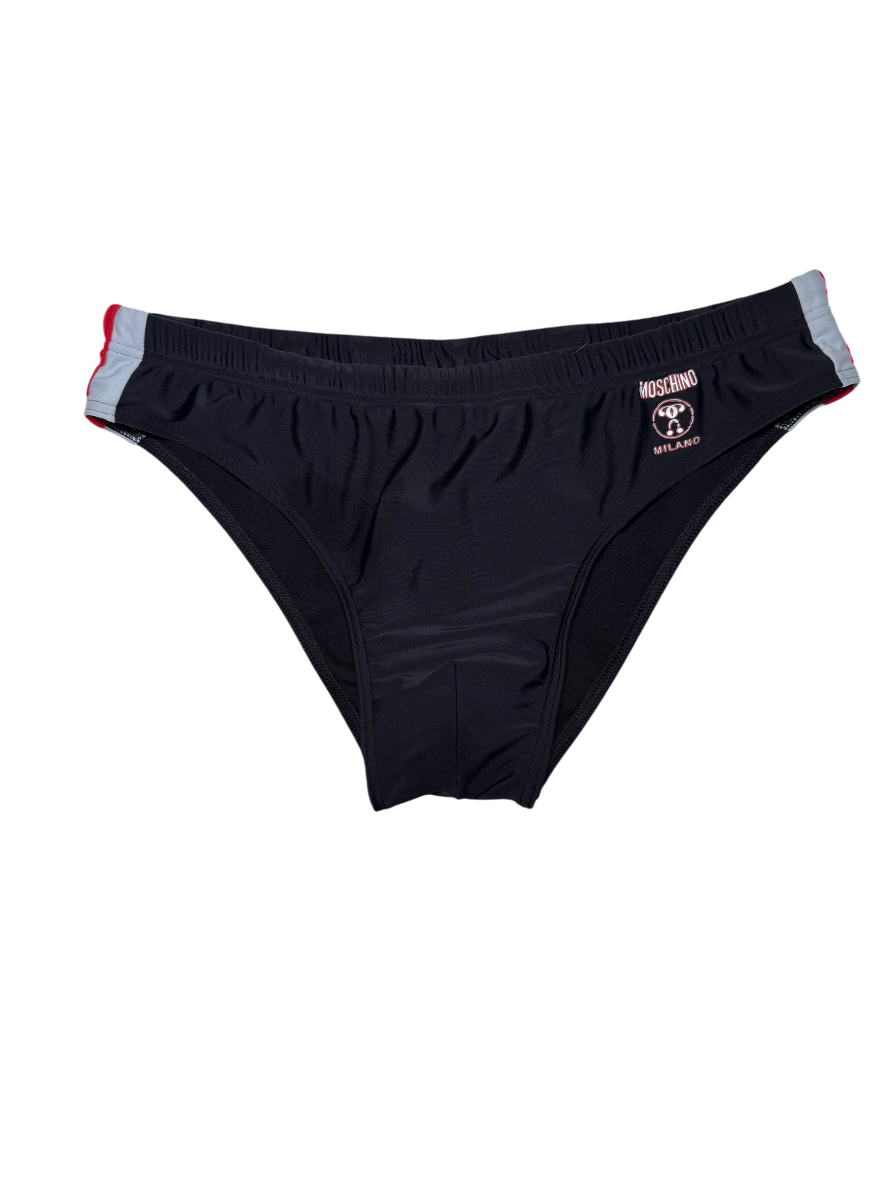 Moschino Side Band & Black Logo Swim Brief